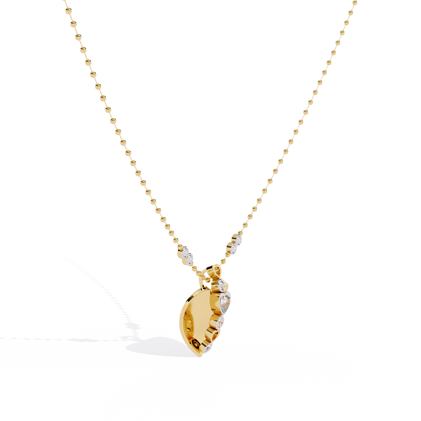 lab grown diamond pendant in yellow gold heart design – buy online India