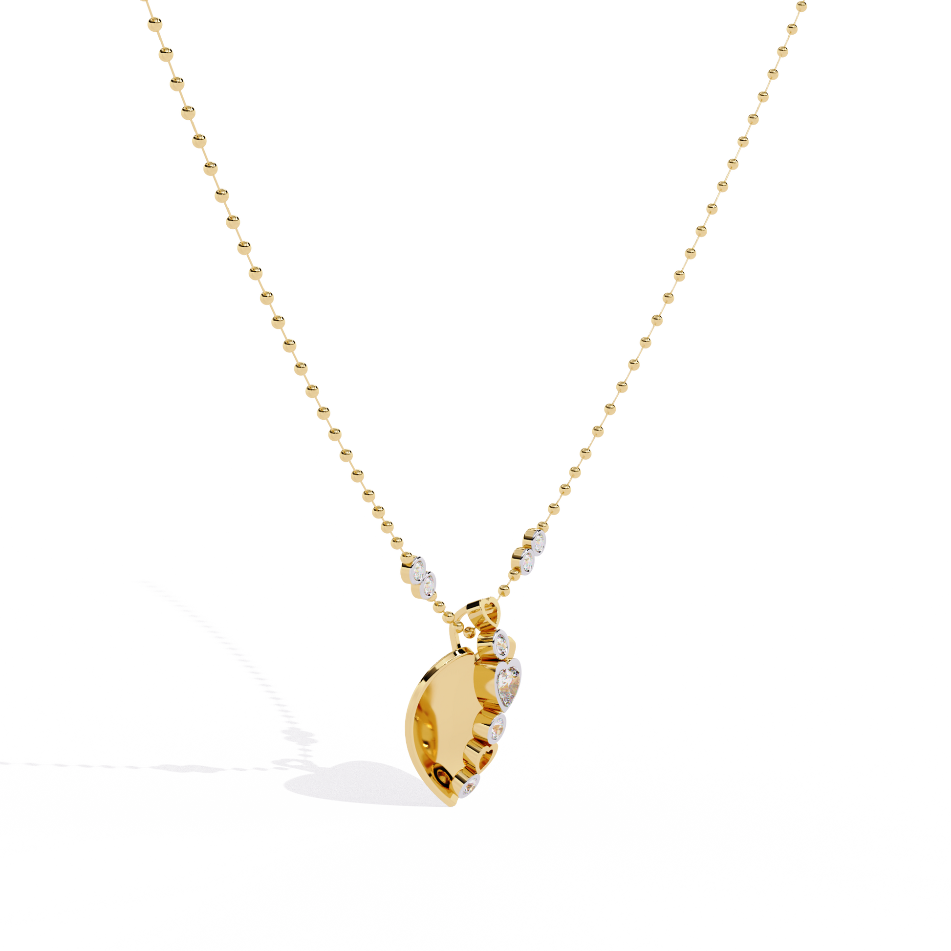 lab grown diamond pendant in yellow gold heart design – buy online India