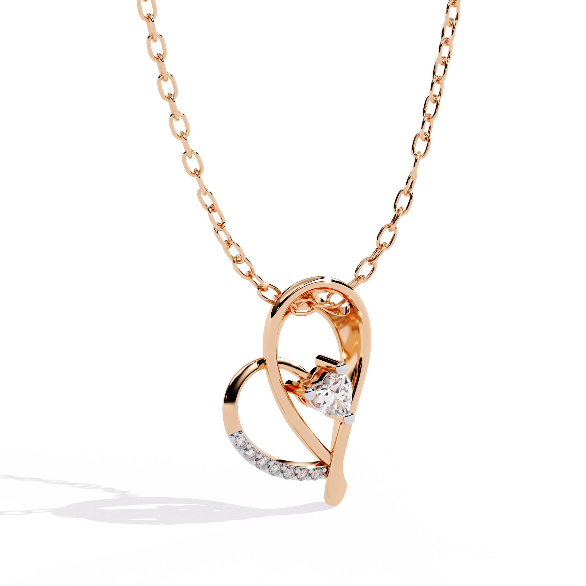 heart-shaped solitaire lab grown diamond pendant for sale in India at best price