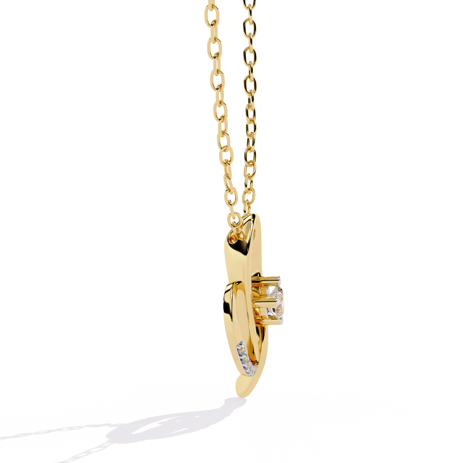 Stylish gold lab grown diamond pendant in heart shape for women online India