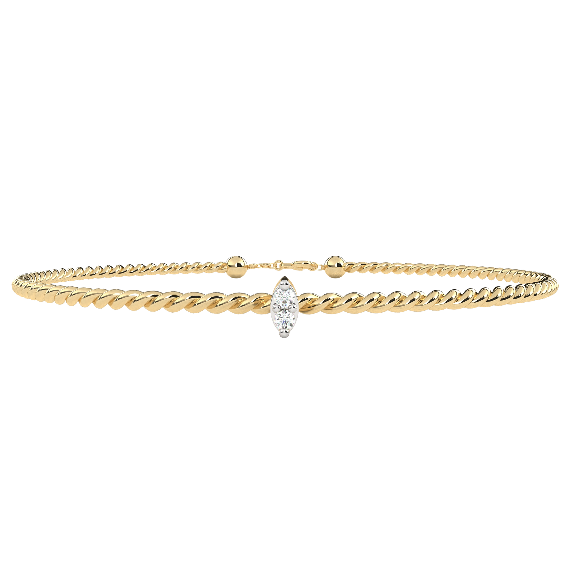 Premium Round Diamond Bracelet – Beaded Design with Solitaire Diamond in the Center
