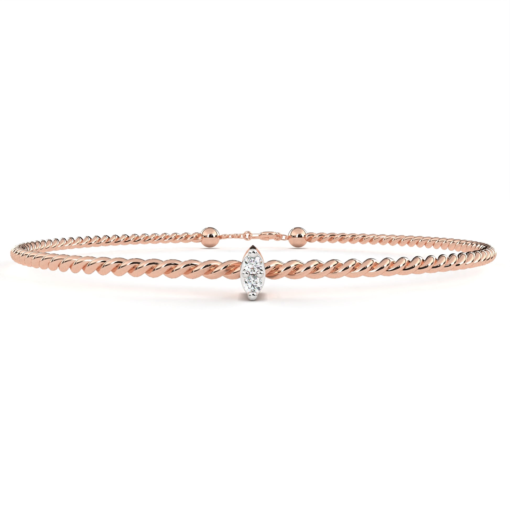 Premium Round Diamond Bracelet – Beaded Design with Solitaire Diamond in the Center