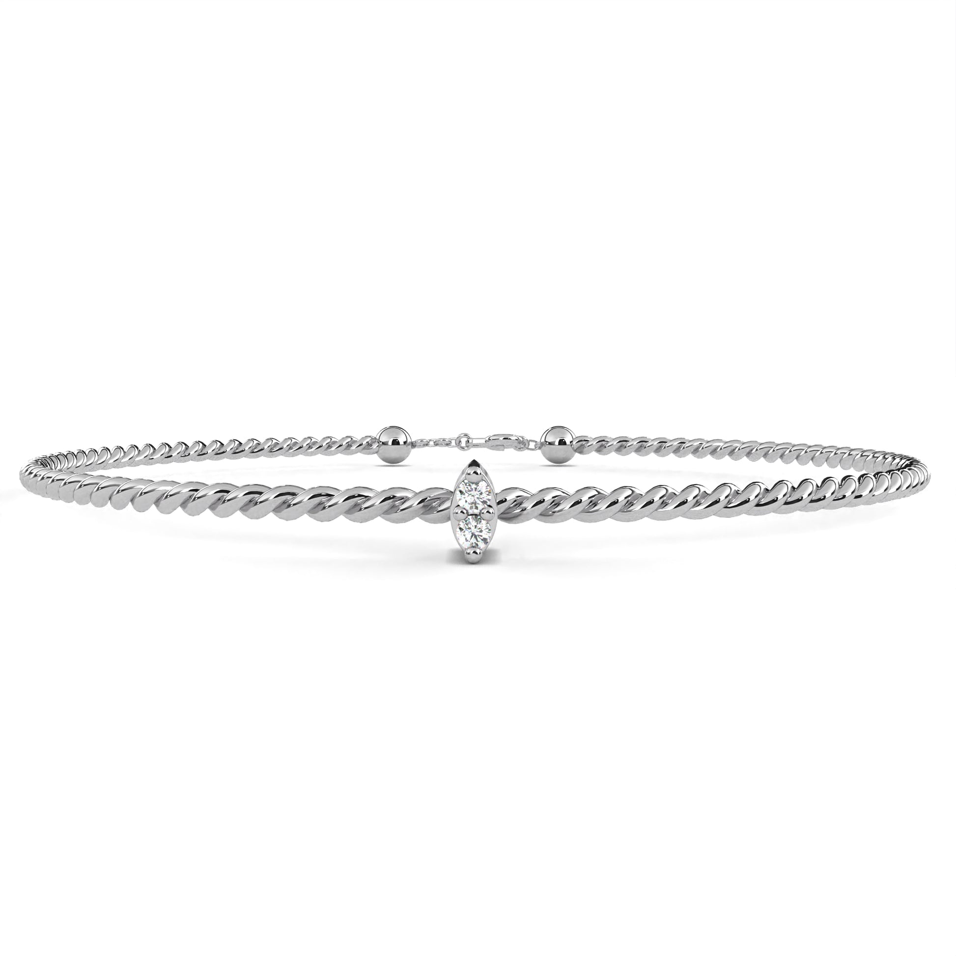 Premium Round Diamond Bracelet – Beaded Design with Solitaire Diamond in the Center