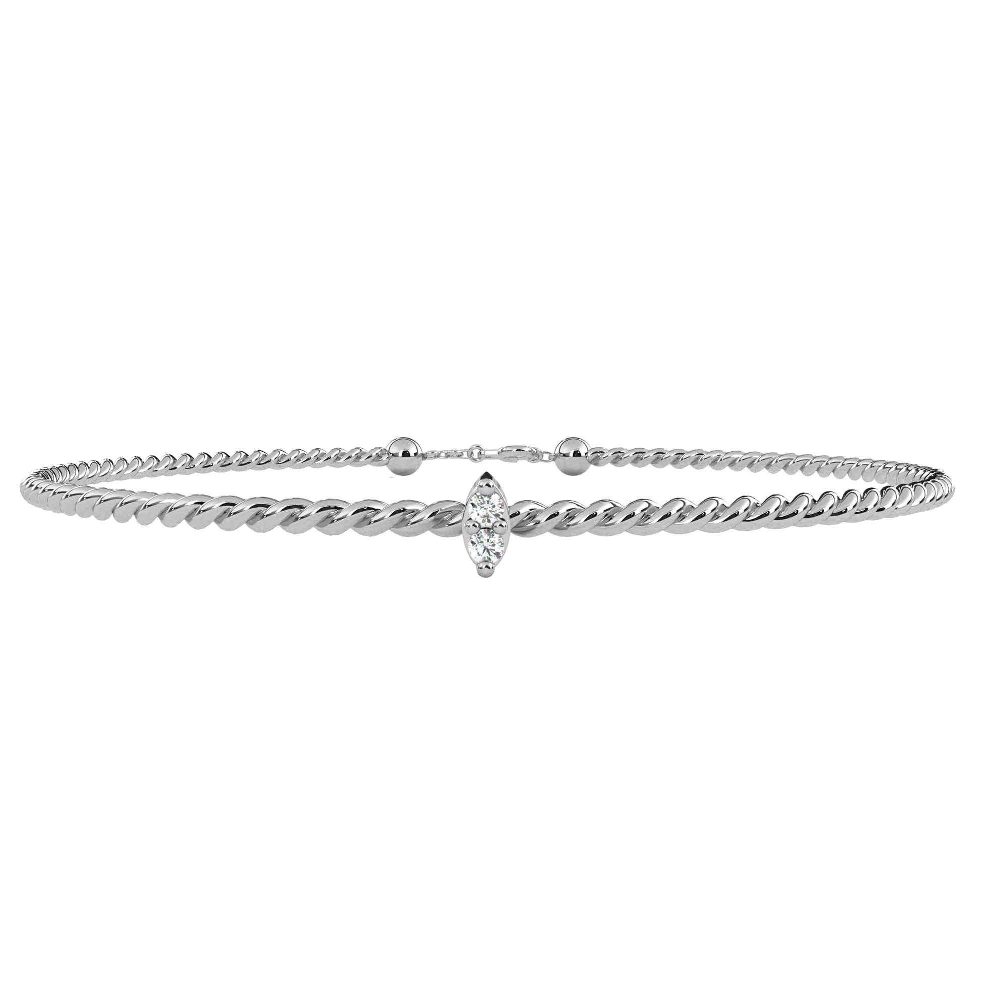 Premium Round Diamond Bracelet – Beaded Design with Solitaire Diamond in the Center