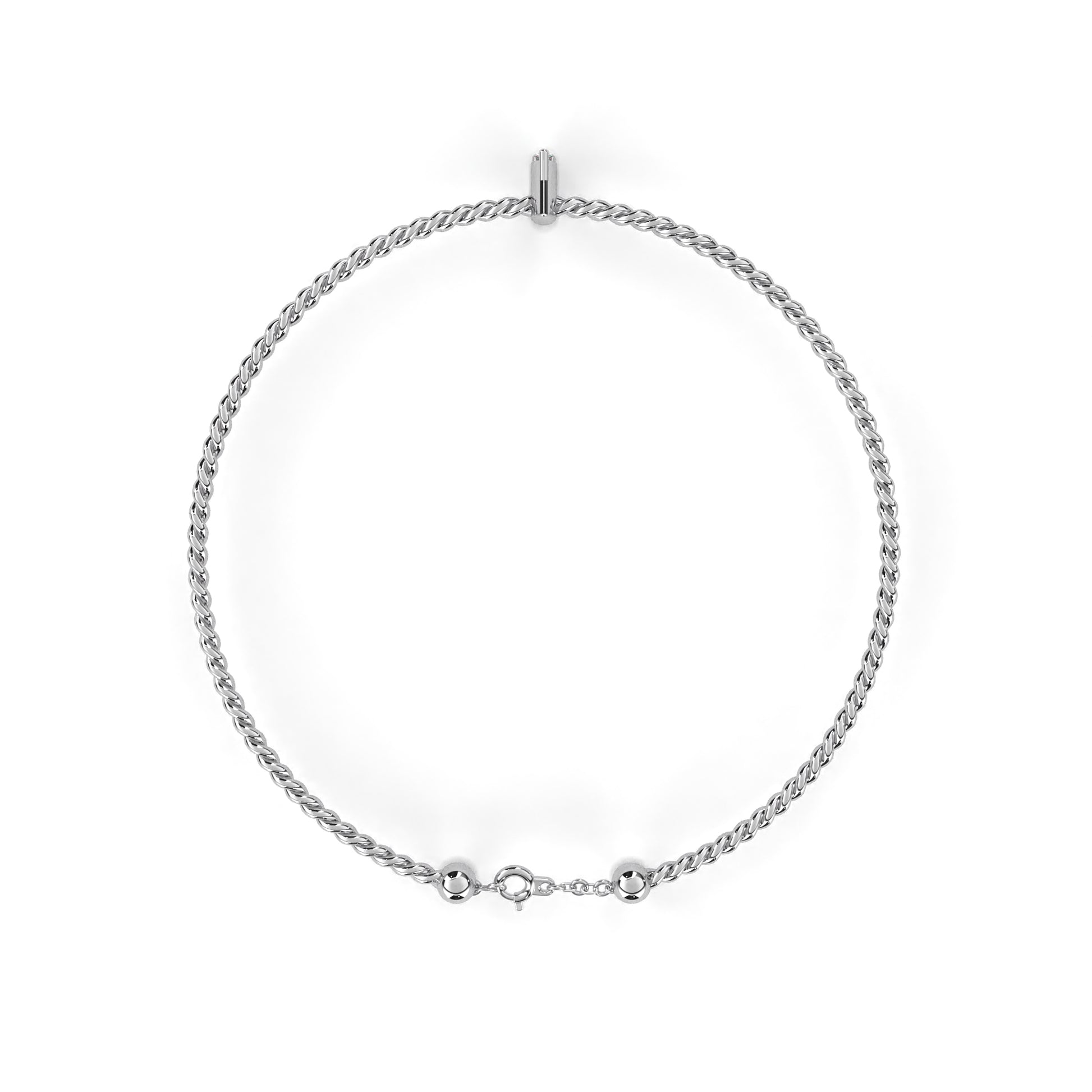 Premium Round Diamond Bracelet – Beaded Design with Solitaire Diamond in the Center