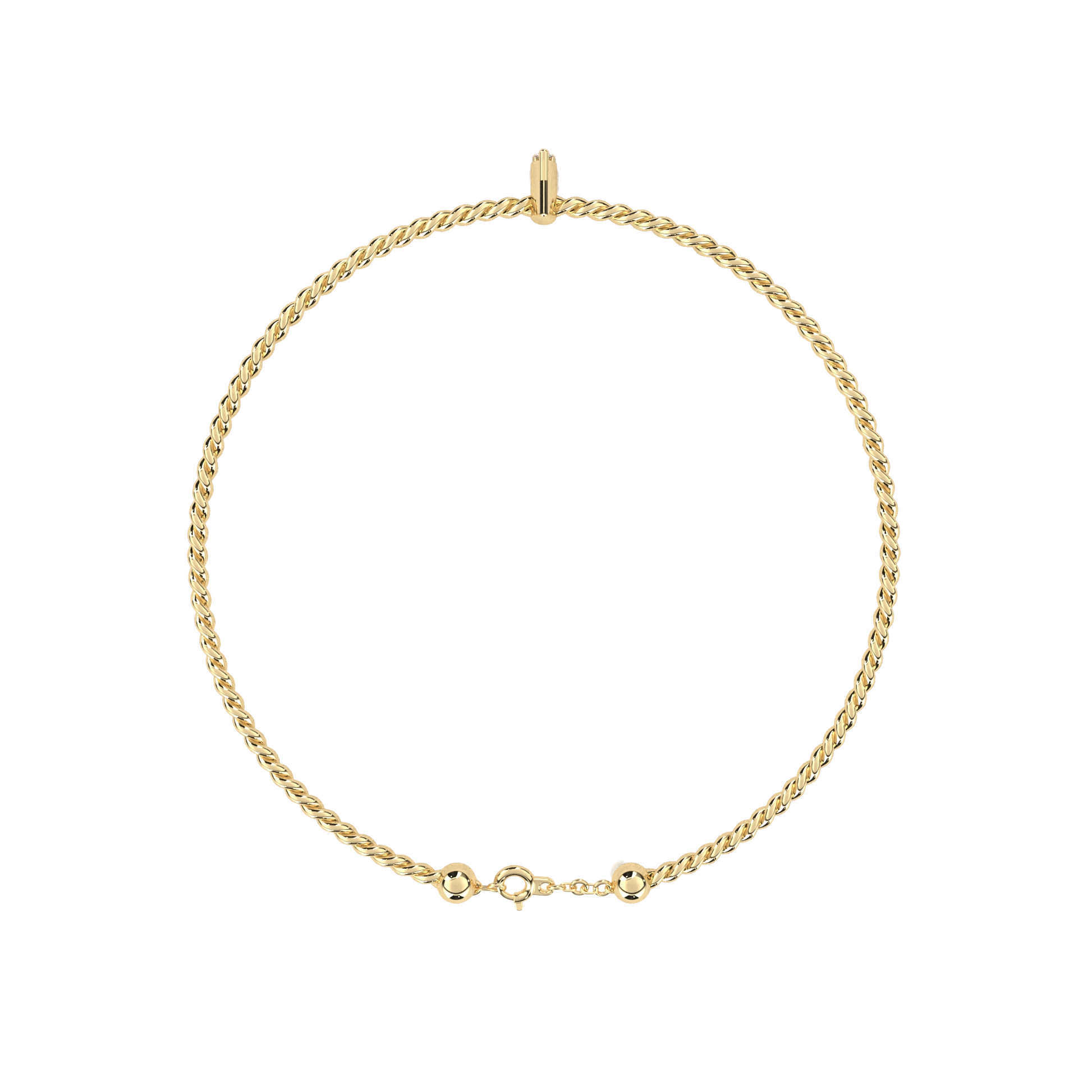 Premium Round Diamond Bracelet – Beaded Design with Solitaire Diamond in the Center