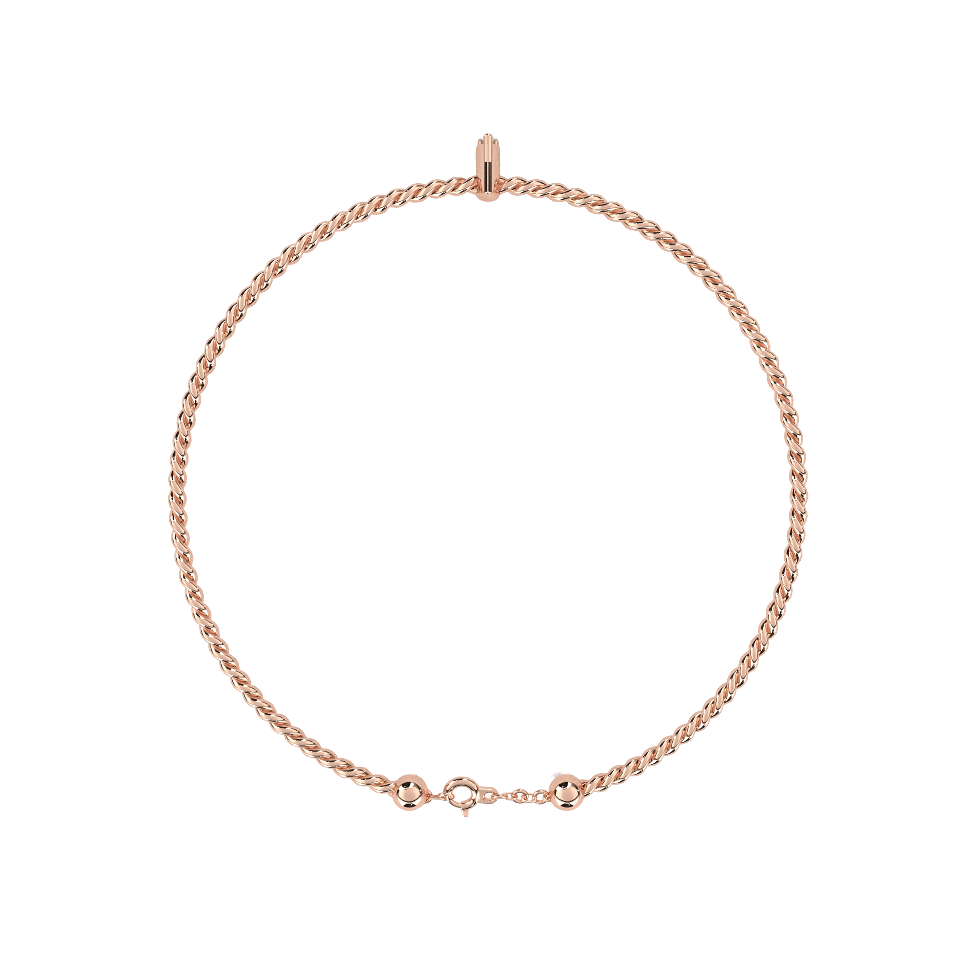 Premium Round Diamond Bracelet – Beaded Design with Solitaire Diamond in the Center