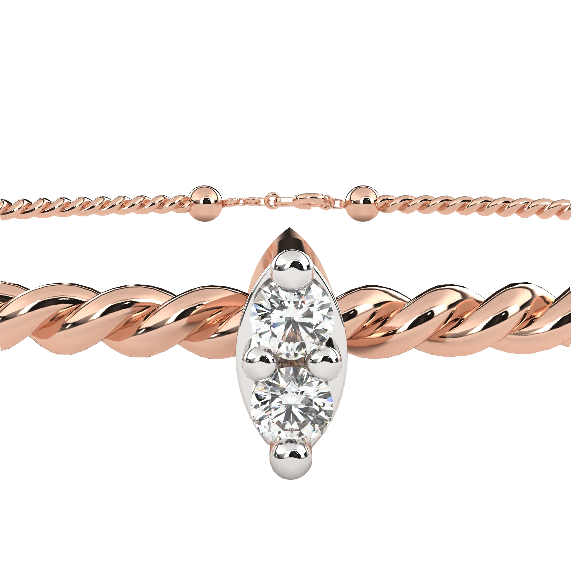 Premium Round Diamond Bracelet – Beaded Design with Solitaire Diamond in the Center