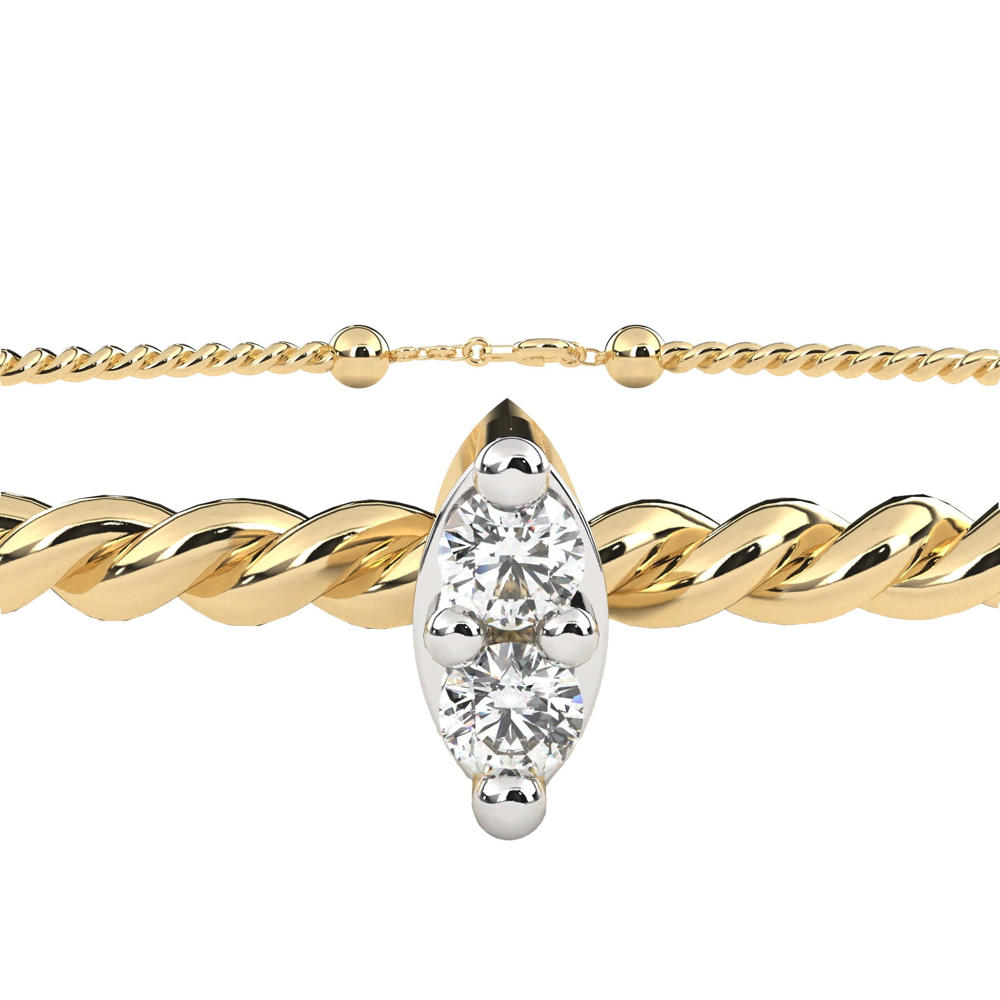 Premium Round Diamond Bracelet – Beaded Design with Solitaire Diamond in the Center