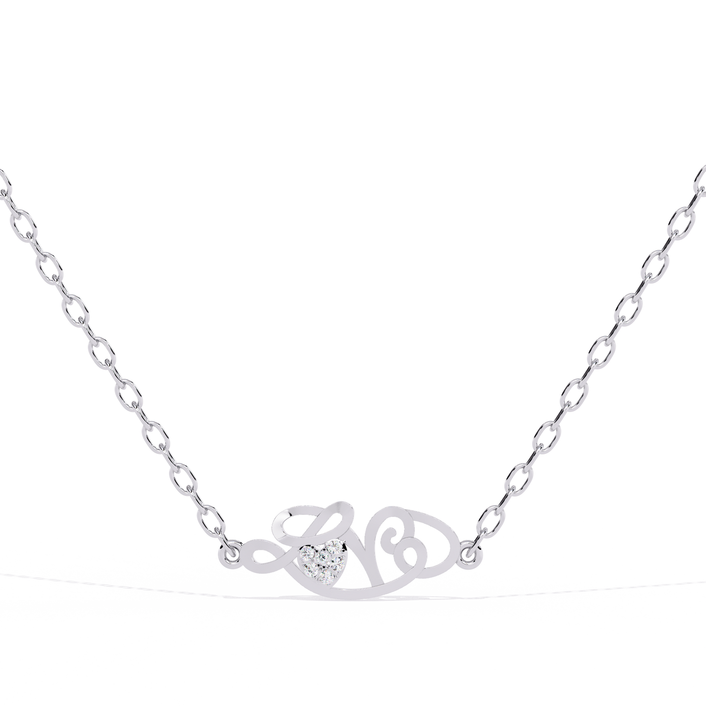Lab grown diamond heart solitaire pendant in white gold for women