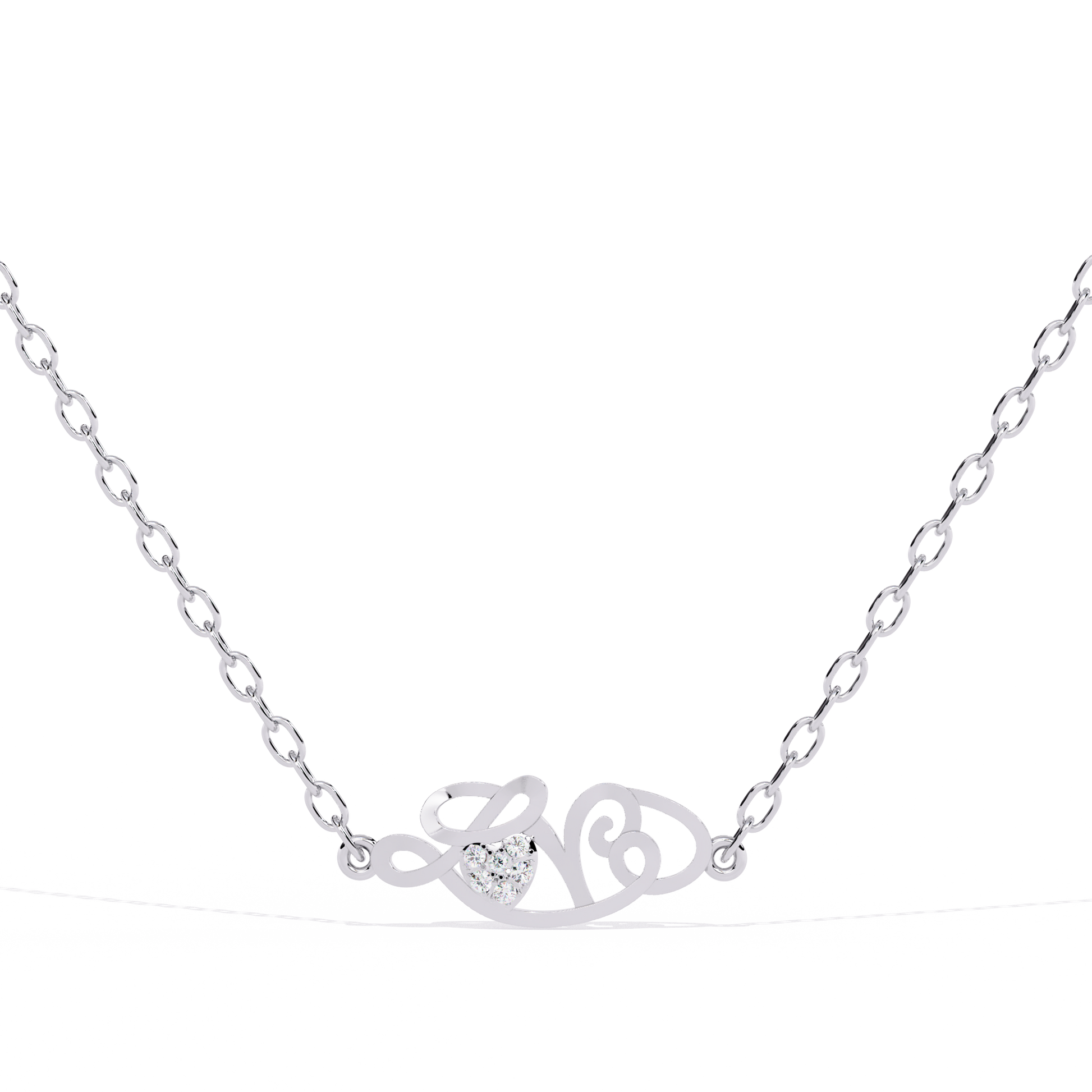 Lab grown diamond heart solitaire pendant in white gold for women