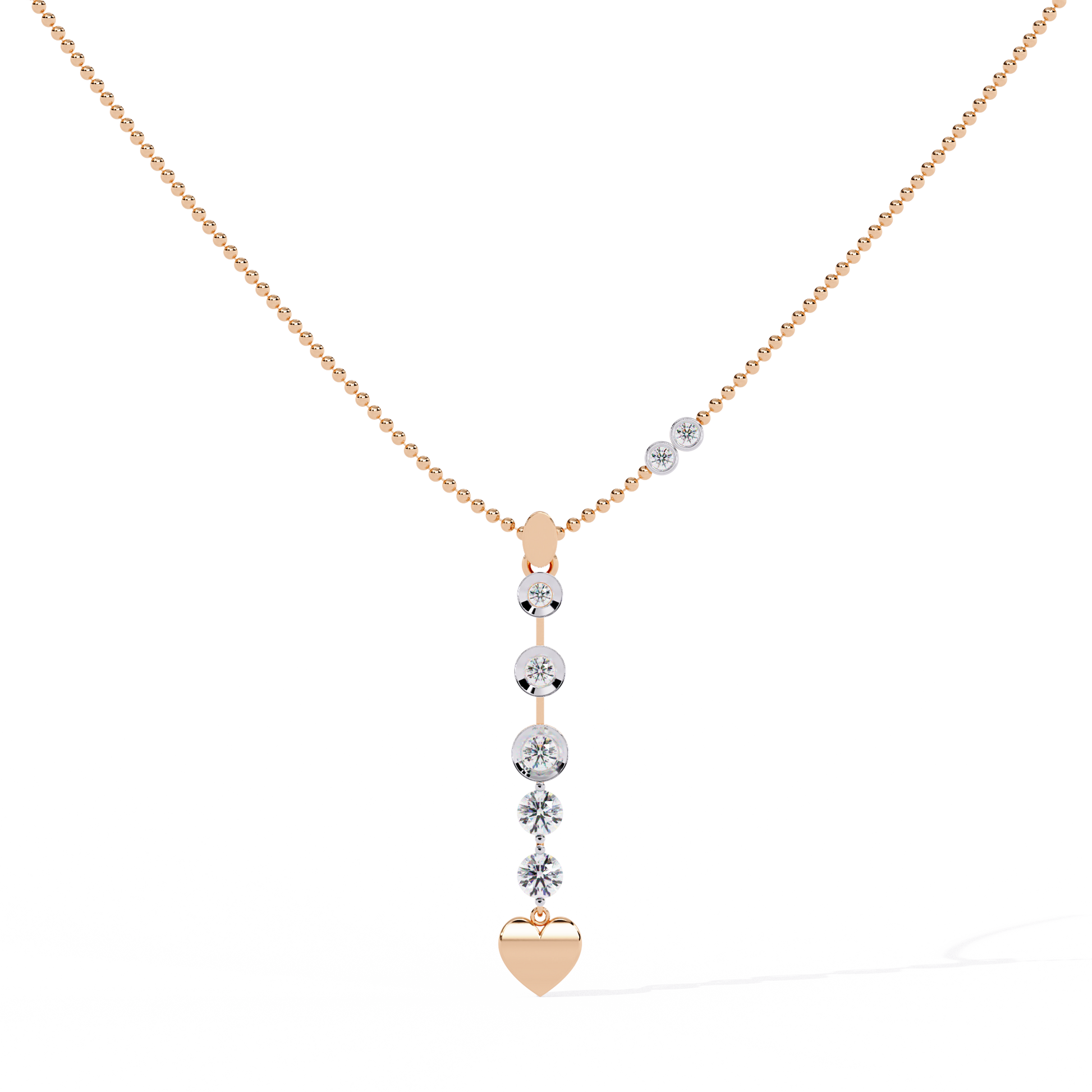 Minimalist lab grown diamond pendant with gold heart – available in India online