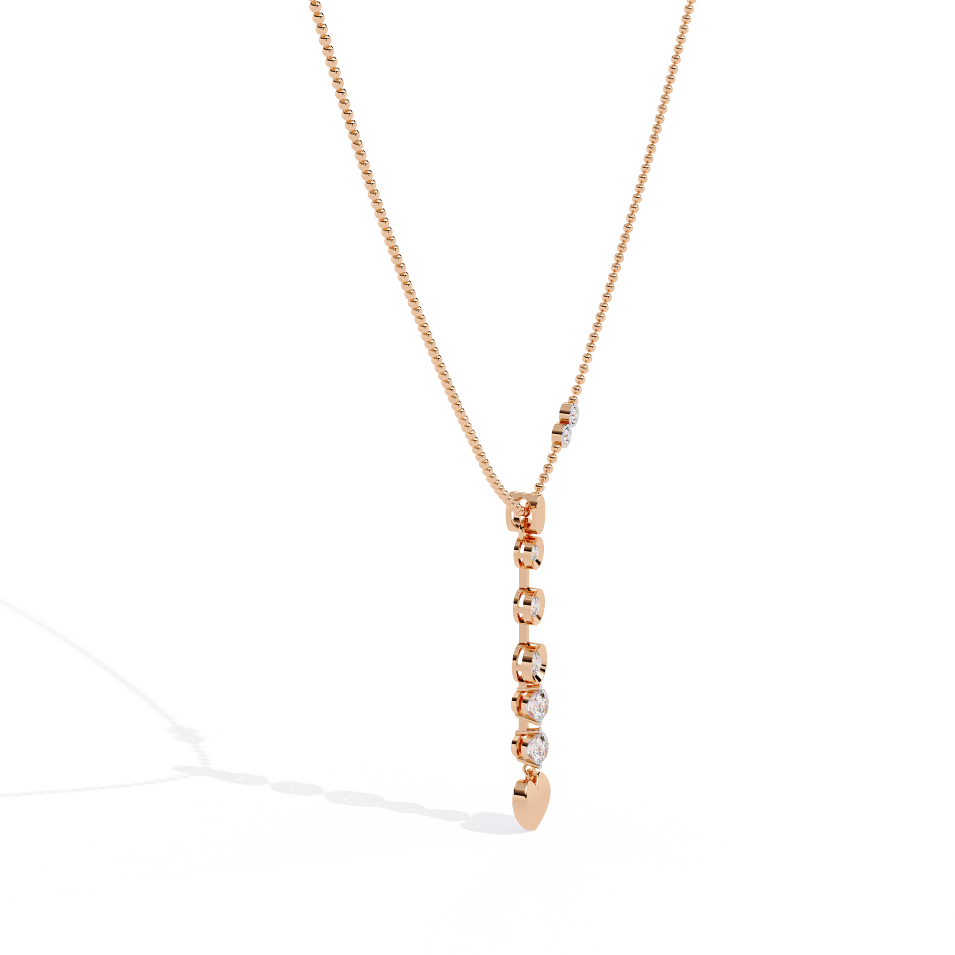 Heart and diamond vertical pendant for women – lab grown diamonds jewelry India online