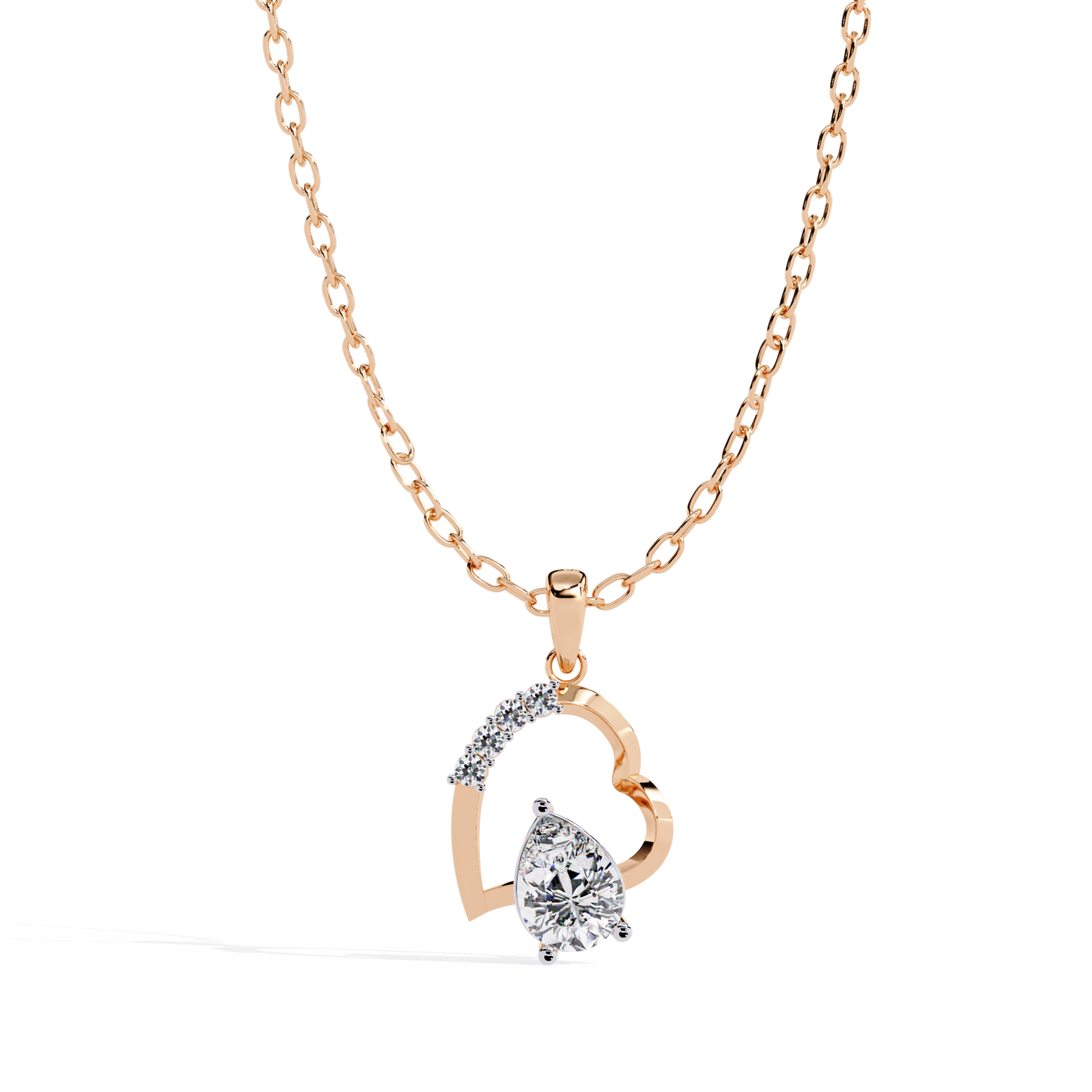 Rose gold lab grown solitaire diamond heart pendant for women – India online shopping