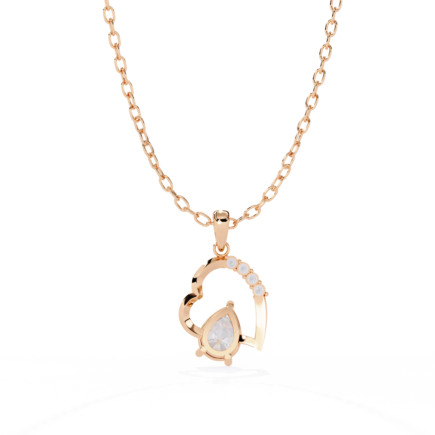 Pear shaped lab diamond heart pendant in rose gold – available in India online at best price