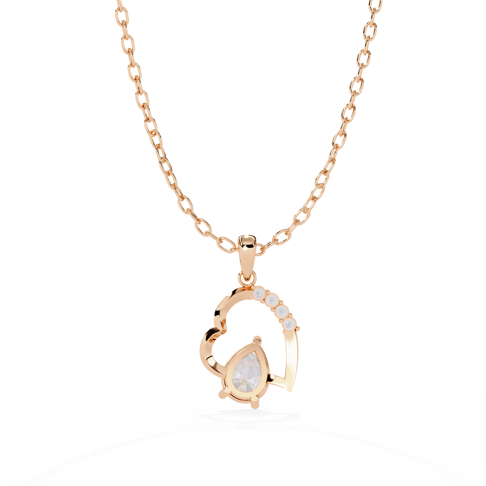 Pear shaped lab diamond heart pendant in rose gold – available in India online at best price