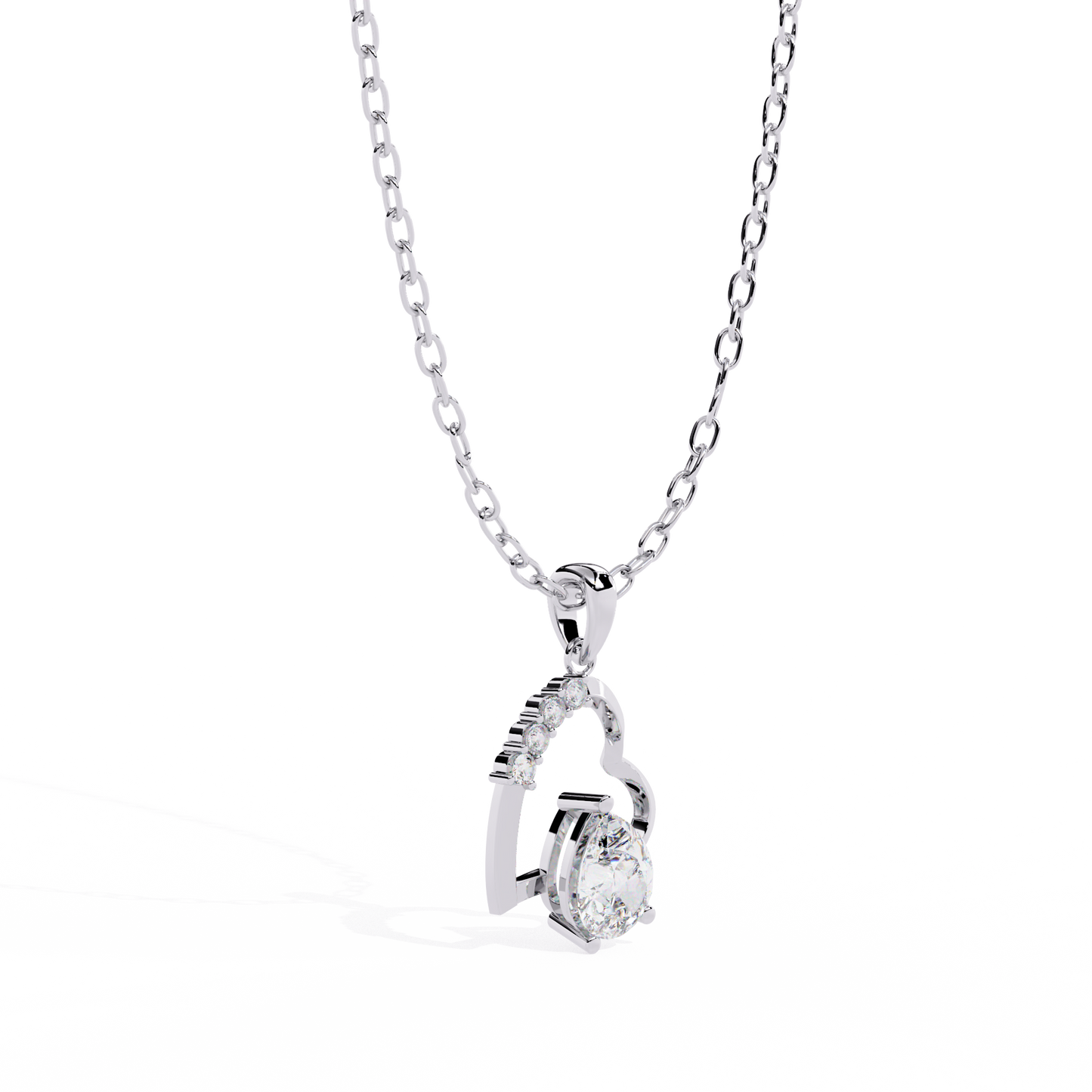 White gold heart shaped lab grown solitaire pendant – available in India at best price