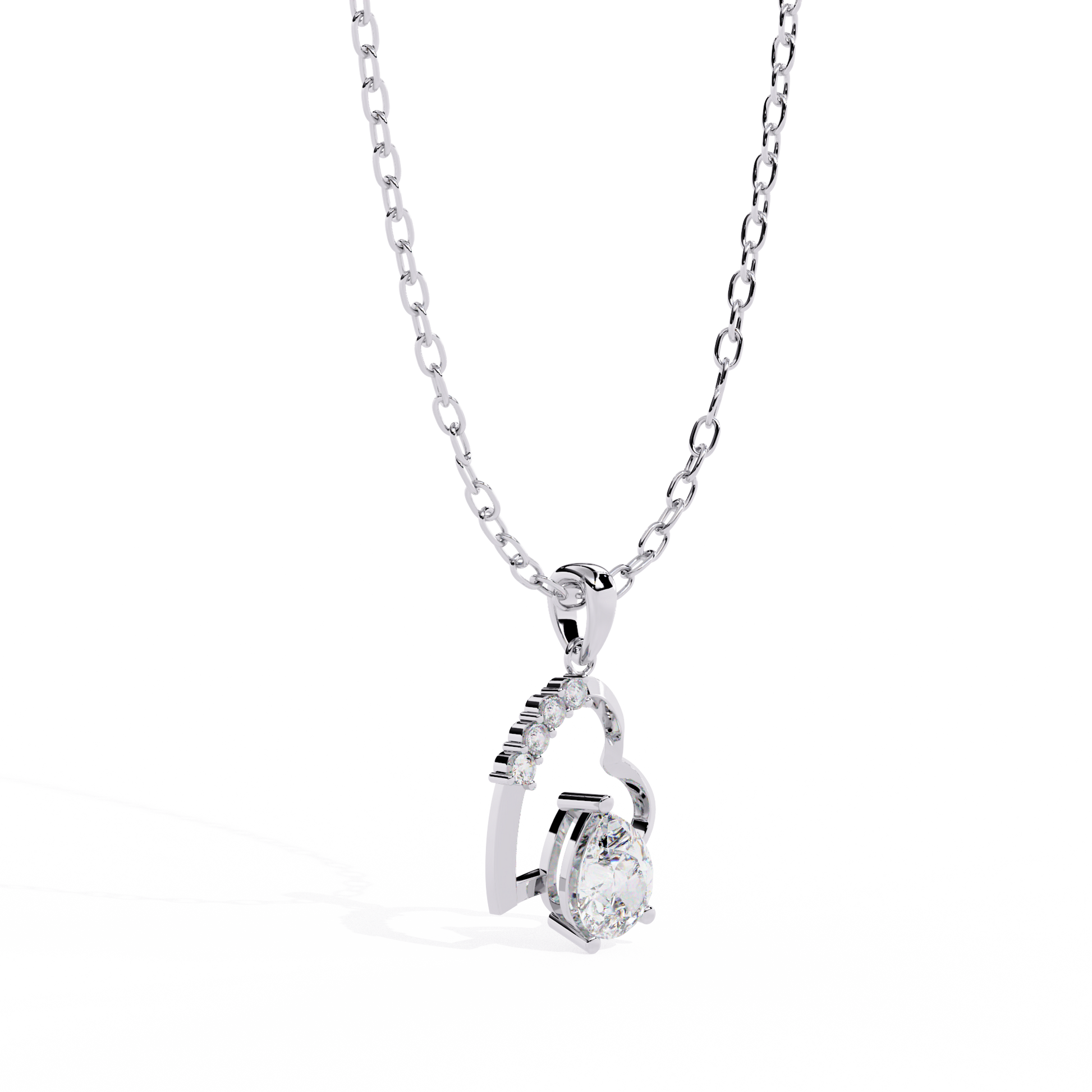 White gold heart shaped lab grown solitaire pendant – available in India at best price