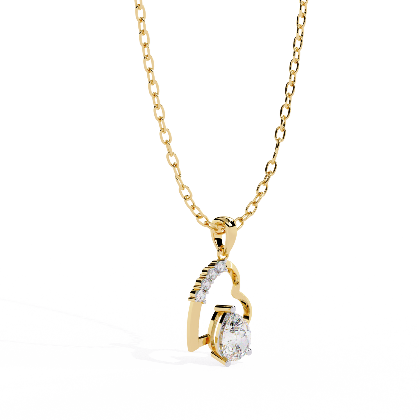 Elegant solitaire heart pendant with pear lab grown diamond – for sale online in India