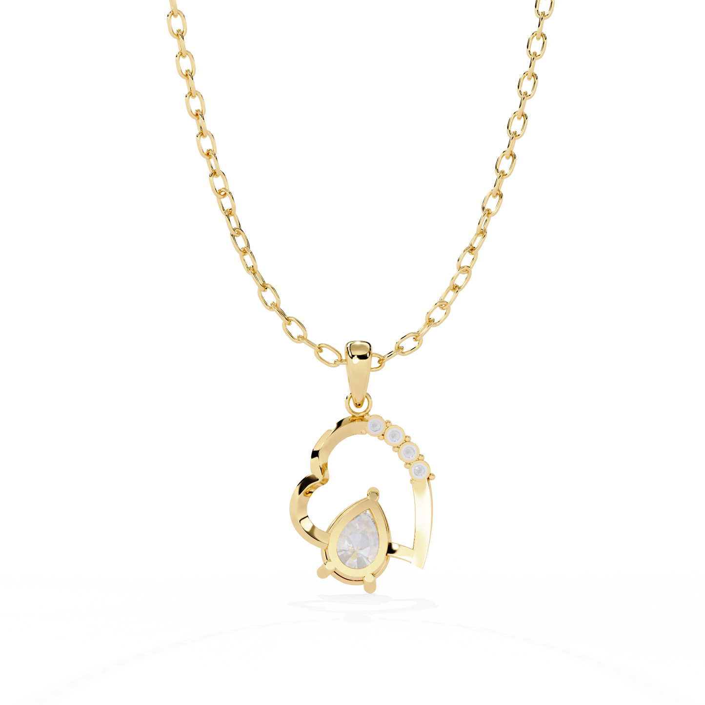 Yellow gold heart pendant with lab grown pear diamond – online India jewelry