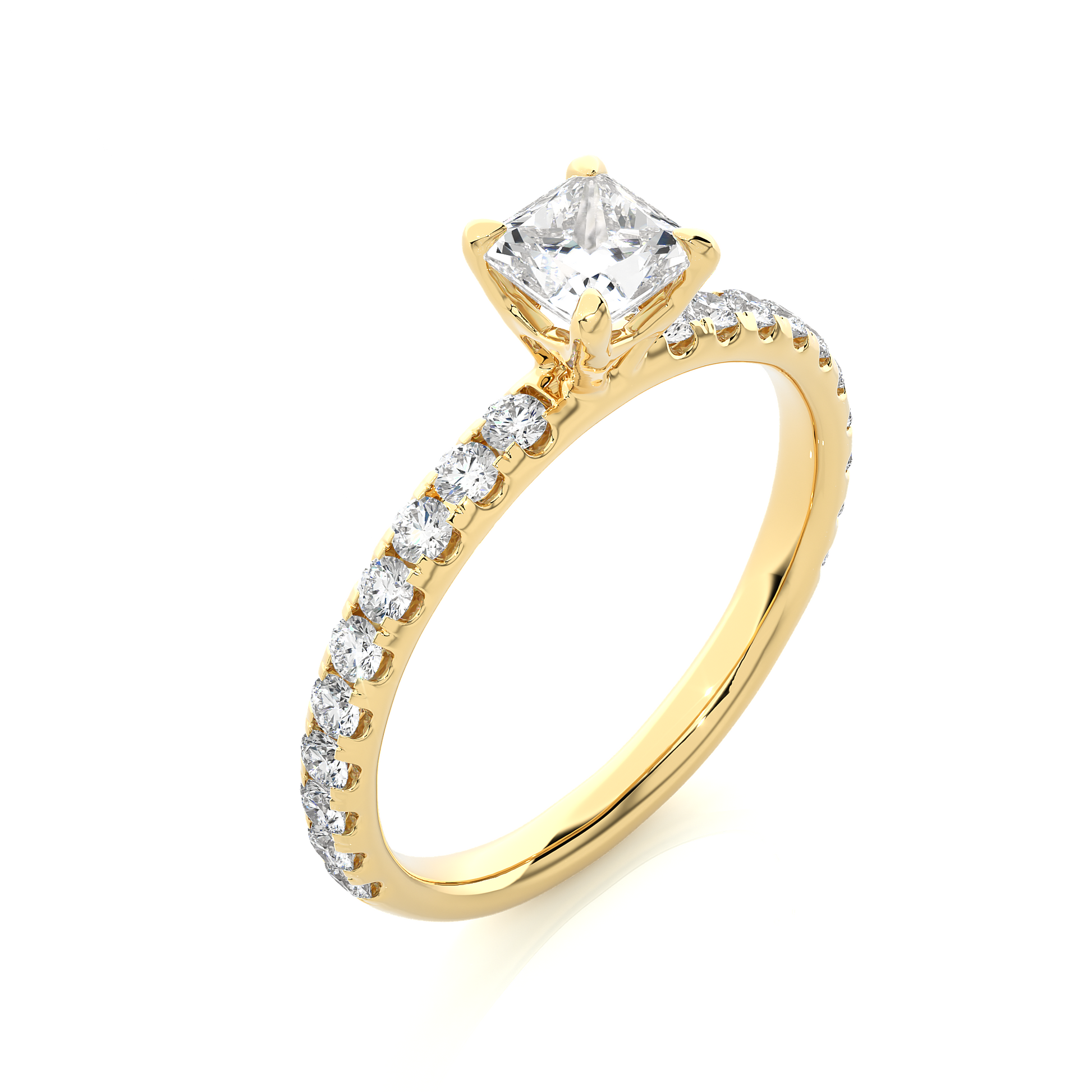 0.6+0.44  Ct Princess + Round Diamond Ring