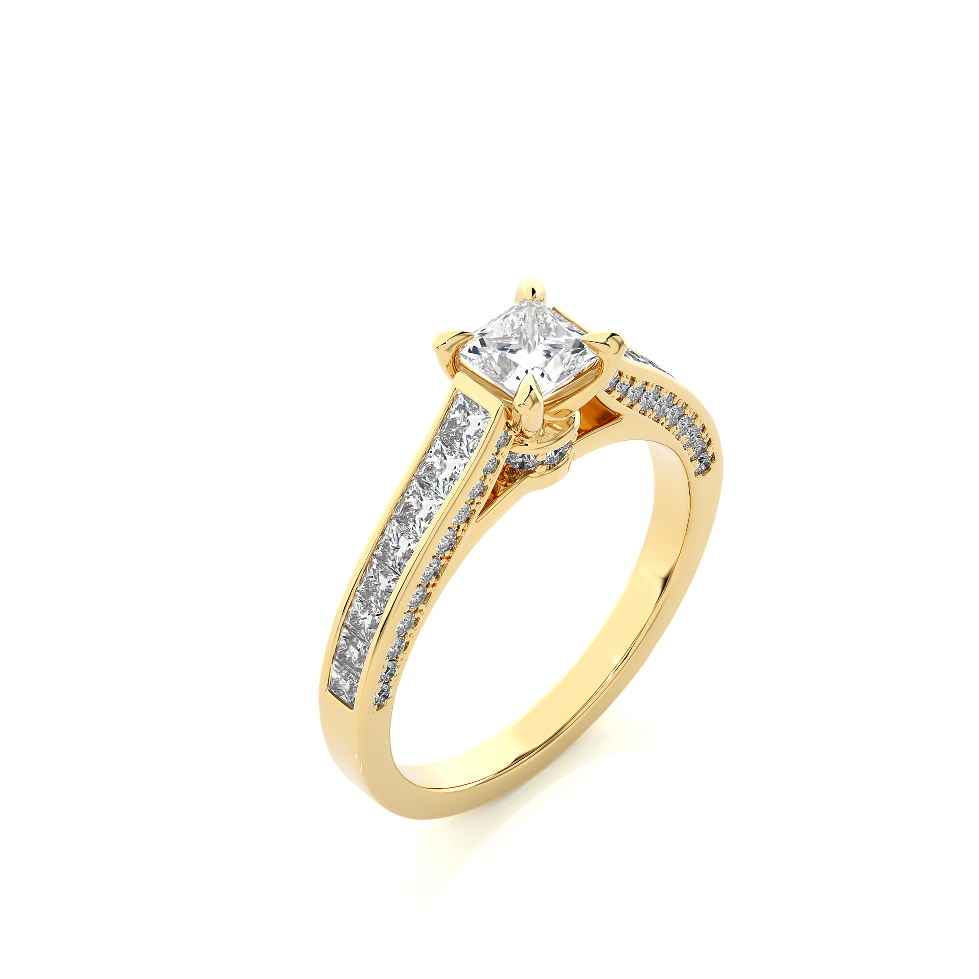 0.50+0.51+0.27 Ct Princess + Princess +Round Diamond Ring