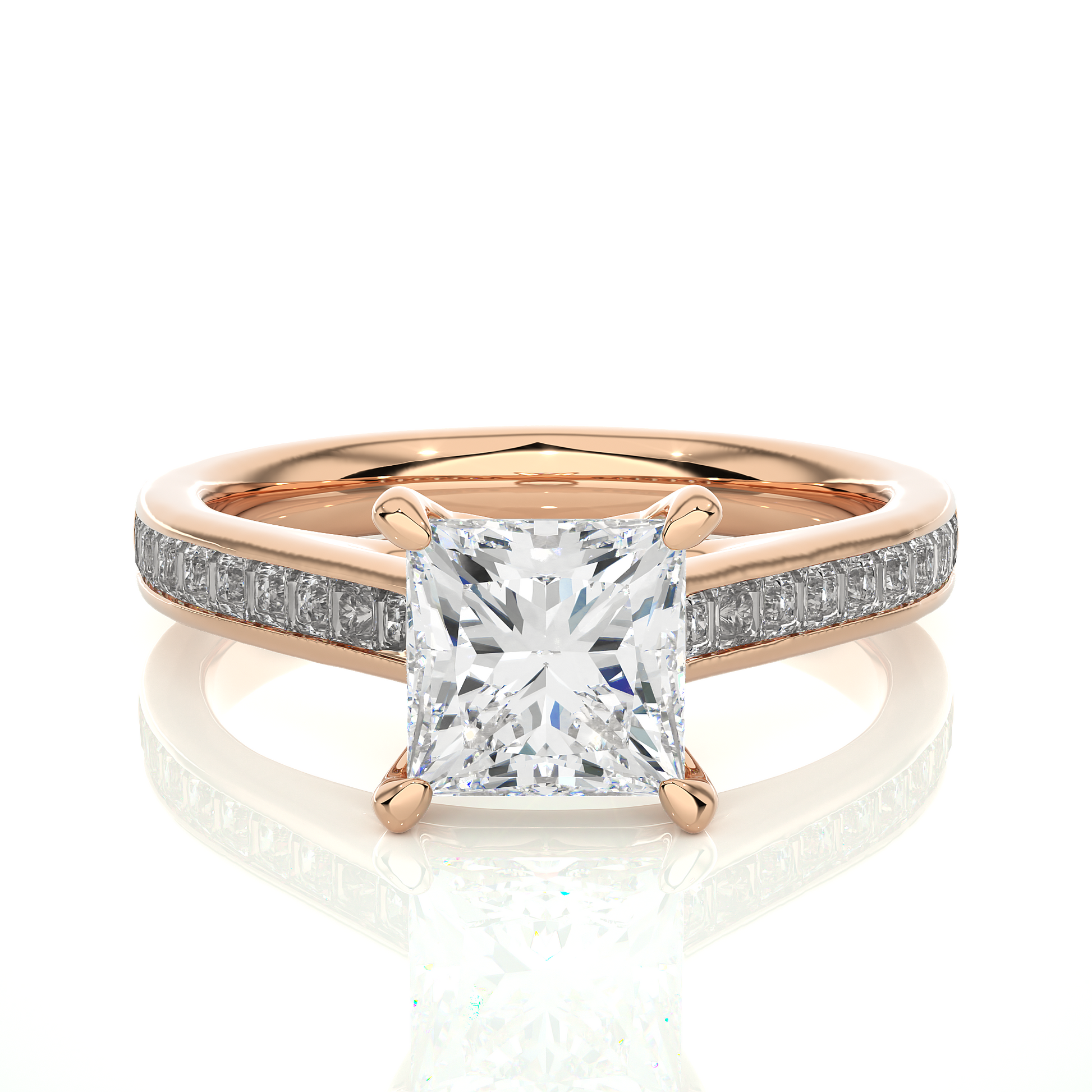 1.5+0.46 Ct Princess Diamond Ring