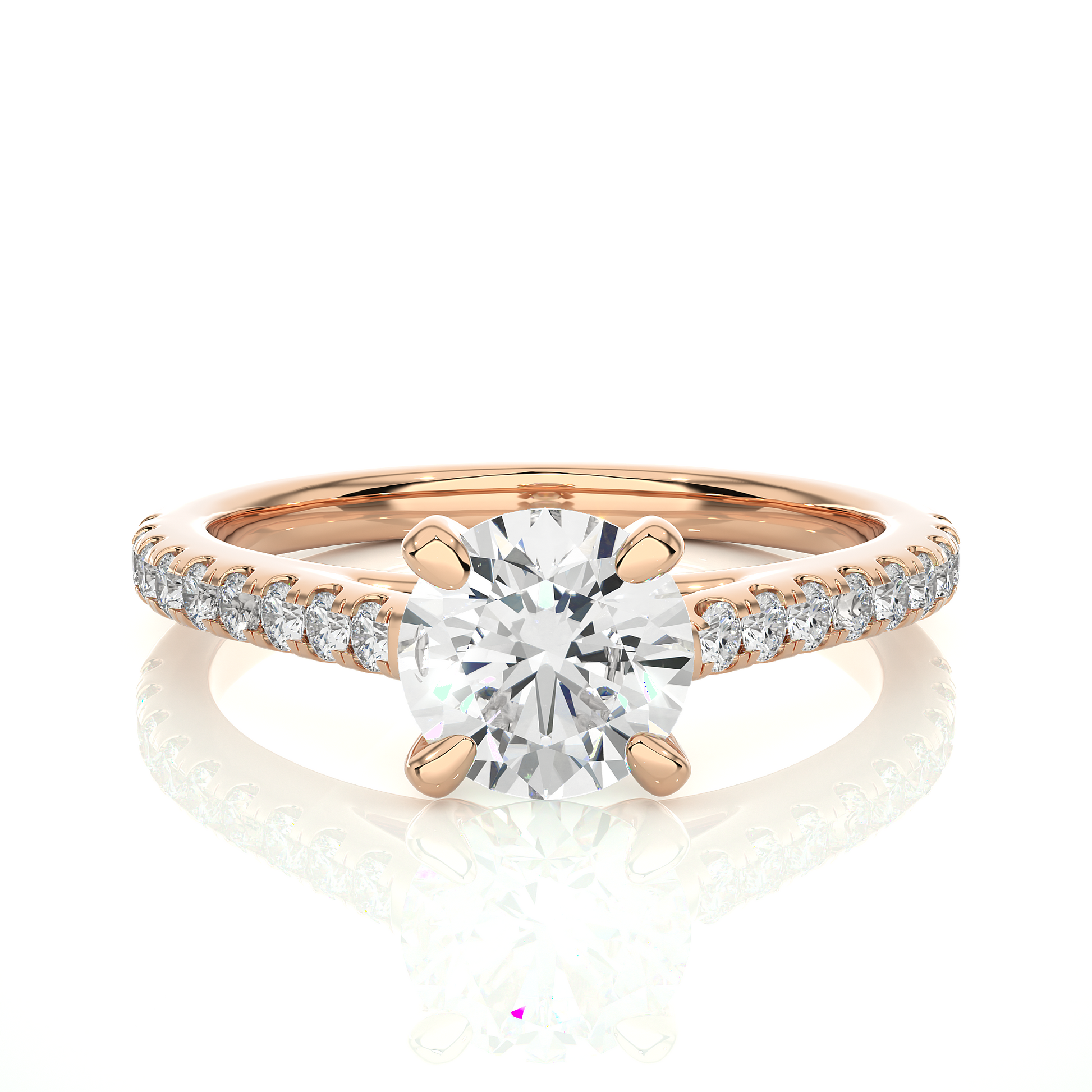 1.1+0.28 Ct Round Diamond Ring