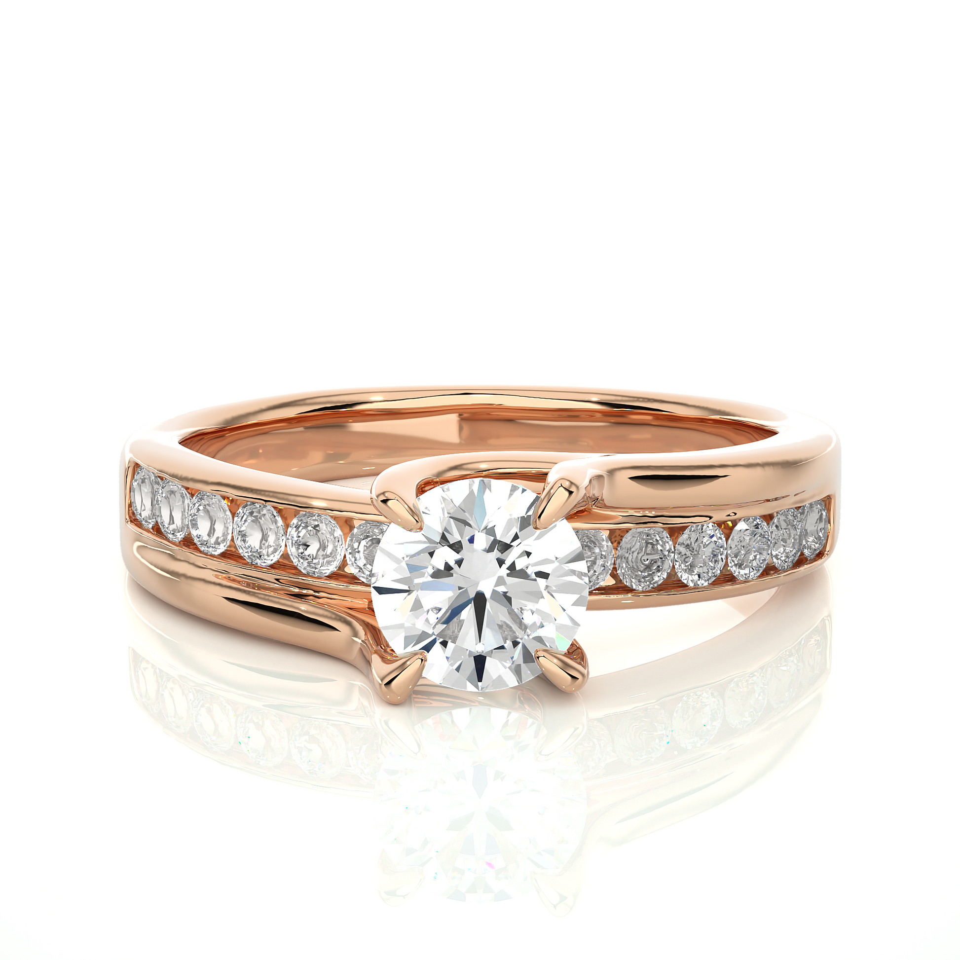 0.7+0.31 Ct Round Diamond Ring