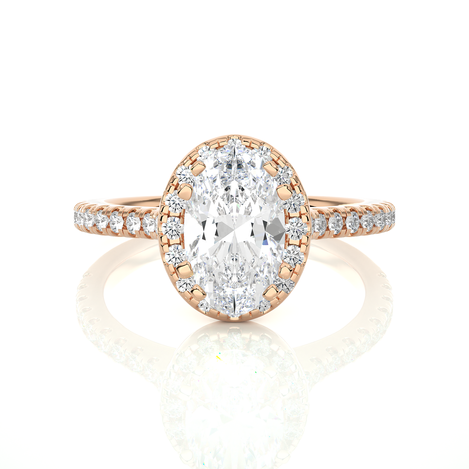 1.1+0.21 Ct Oval + Round Diamond Ring