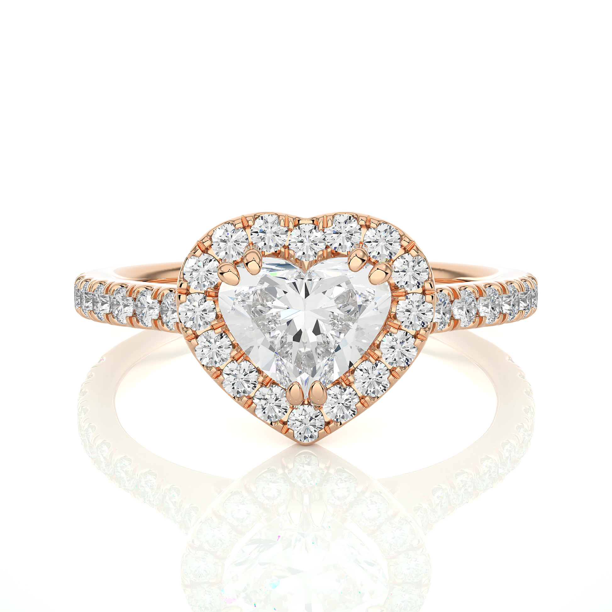 Dazzling Heart Solitaire with Halo Ring - Few left