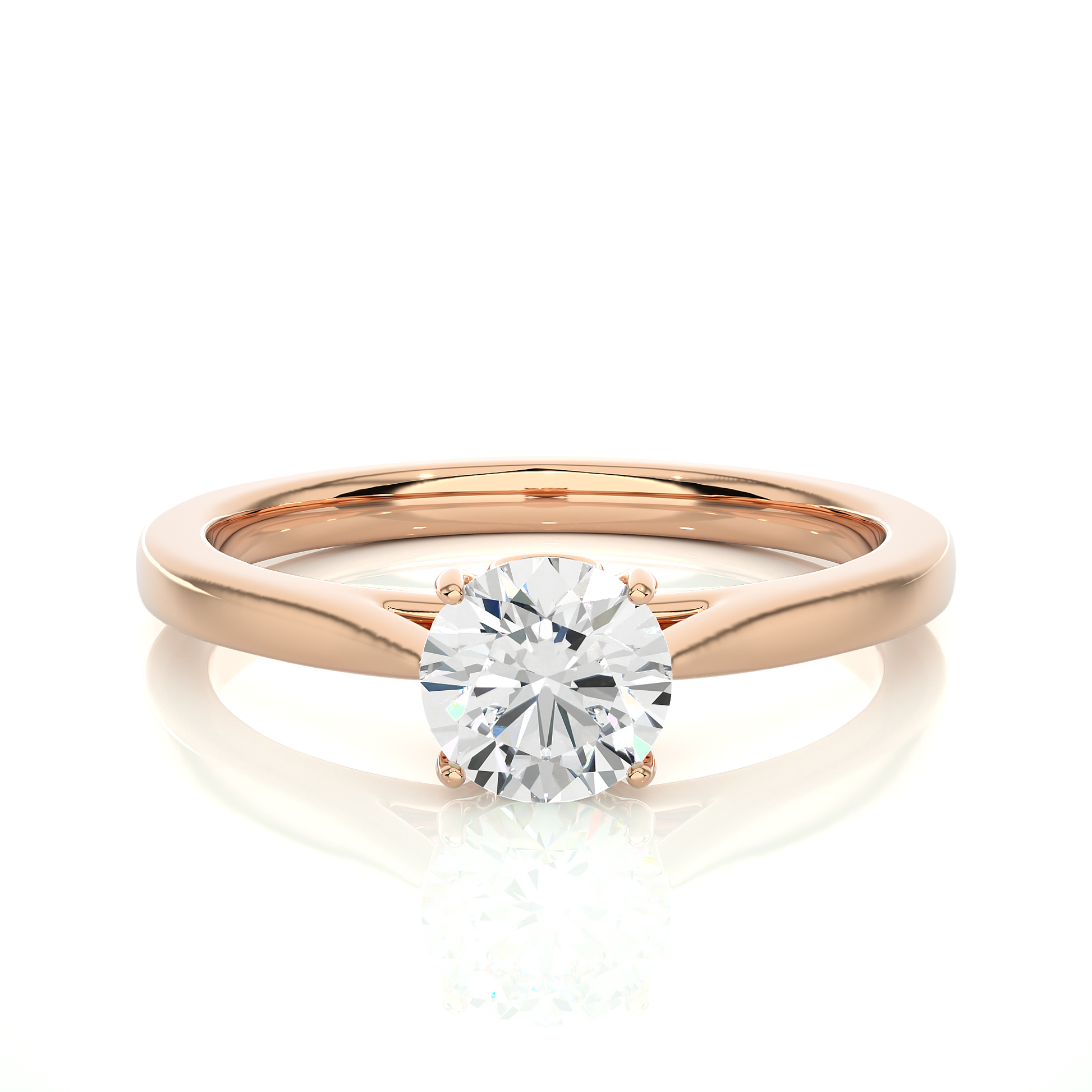 Elegant Round Diamond Ring – Elevated Solitaire Diamond on Plain Band