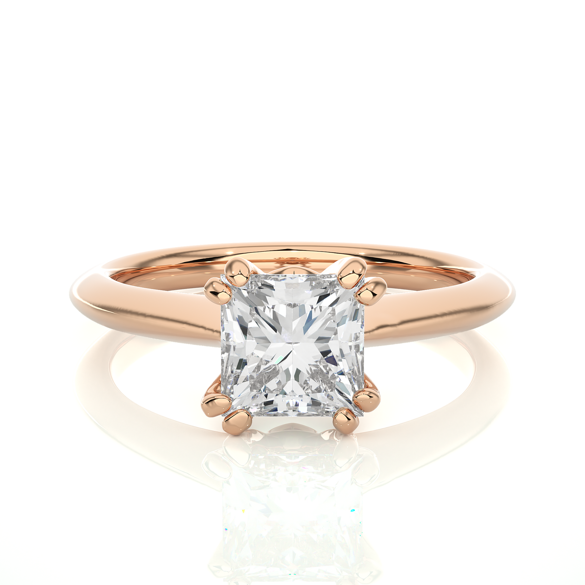 Princess + Round Diamond Ring – Minimal Design with Elegant Diamond Pairing in Gold