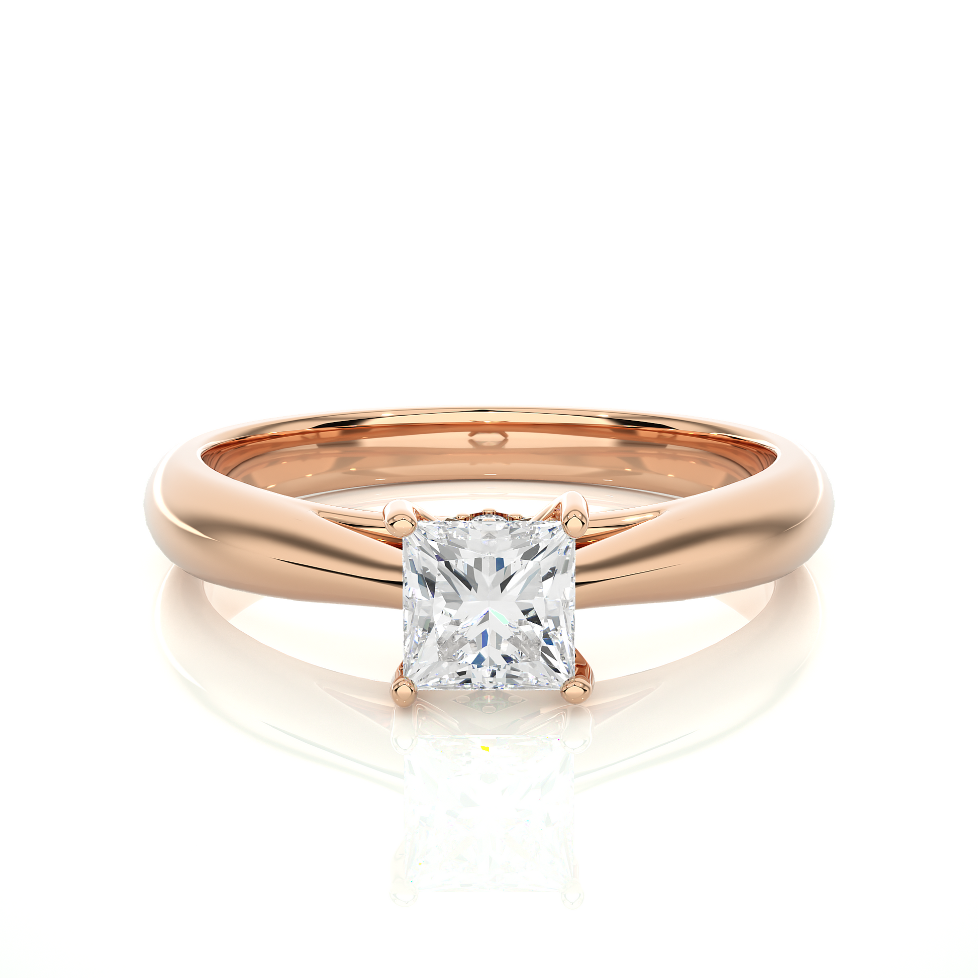 Round + Princess Diamond Ring – Elegant Diamond Pairing in Gold
