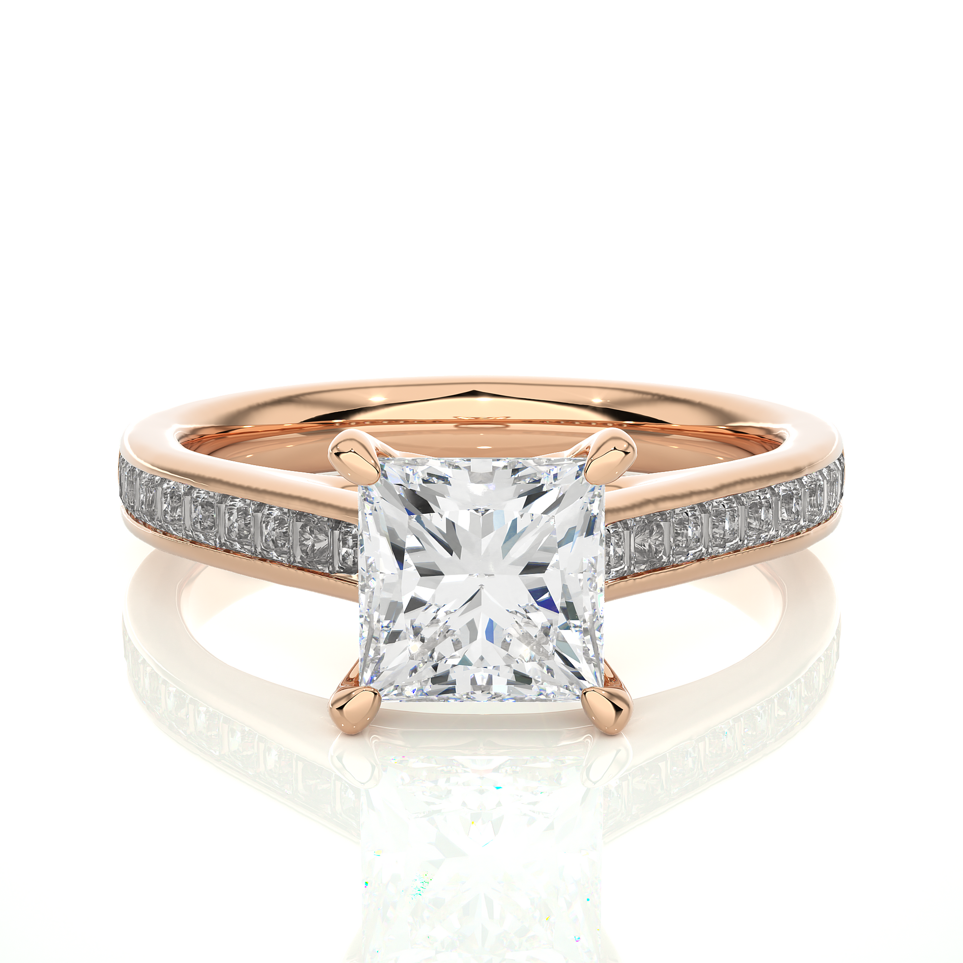 1.5+0.46 Ct Princess Diamond Ring