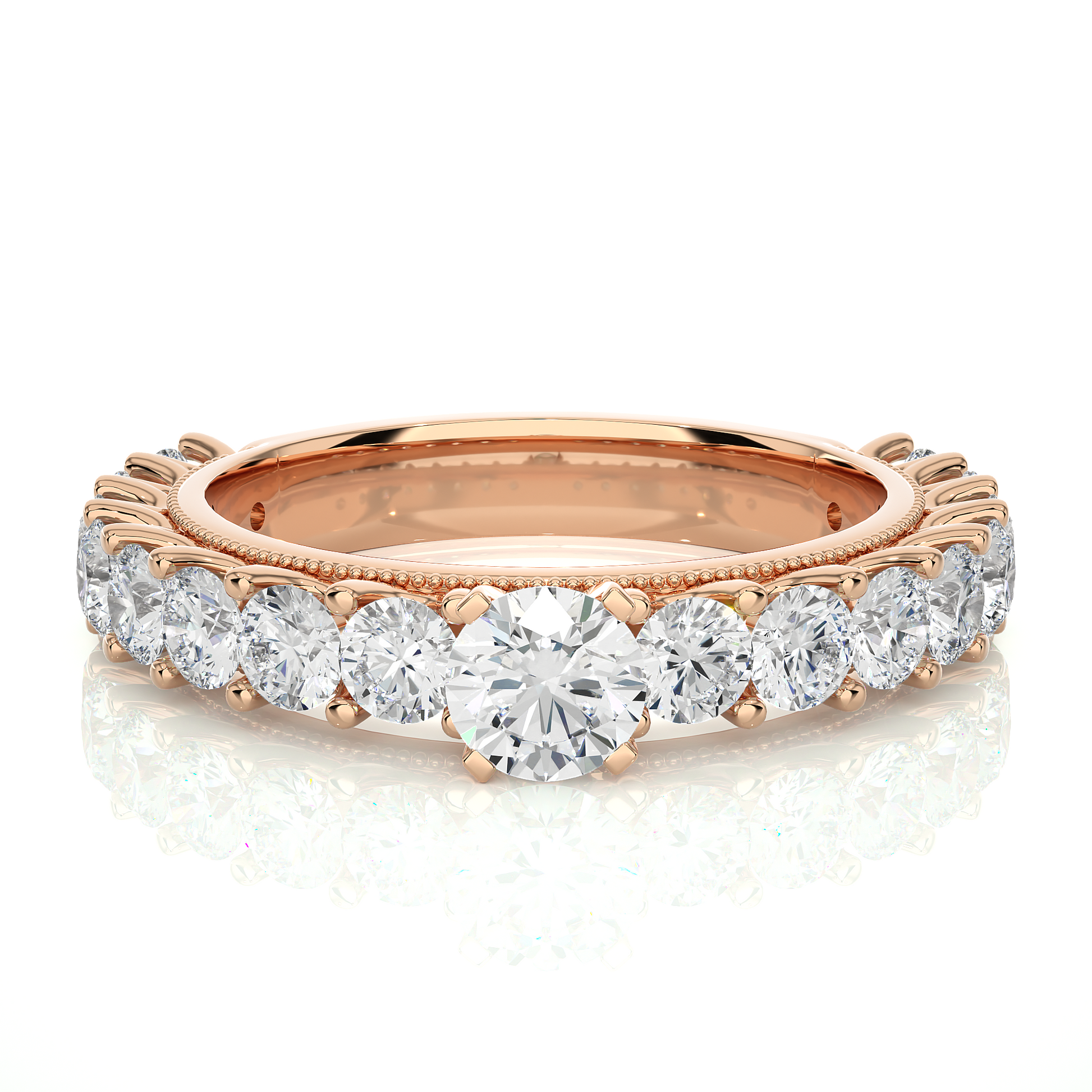 Round Diamond Ring – Solitaire Diamond with Smaller Diamonds