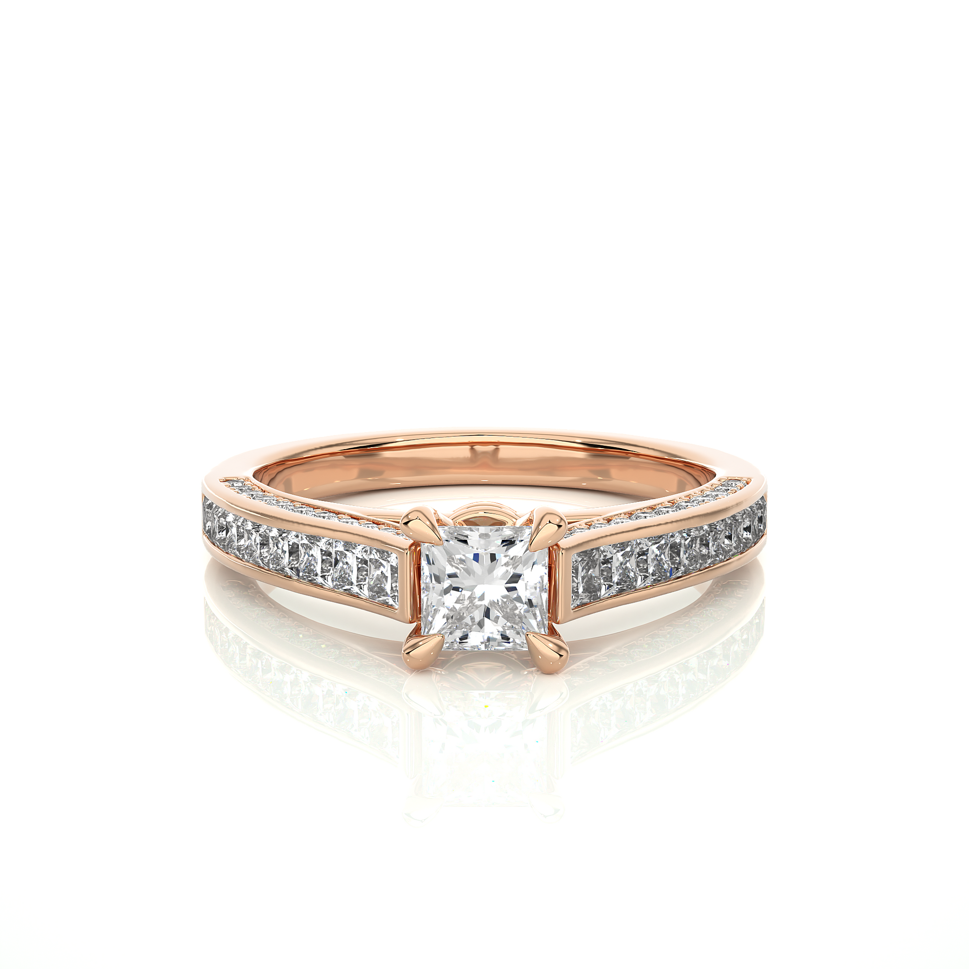 0.50+0.51+0.27 Ct Princess + Princess +Round Diamond Ring