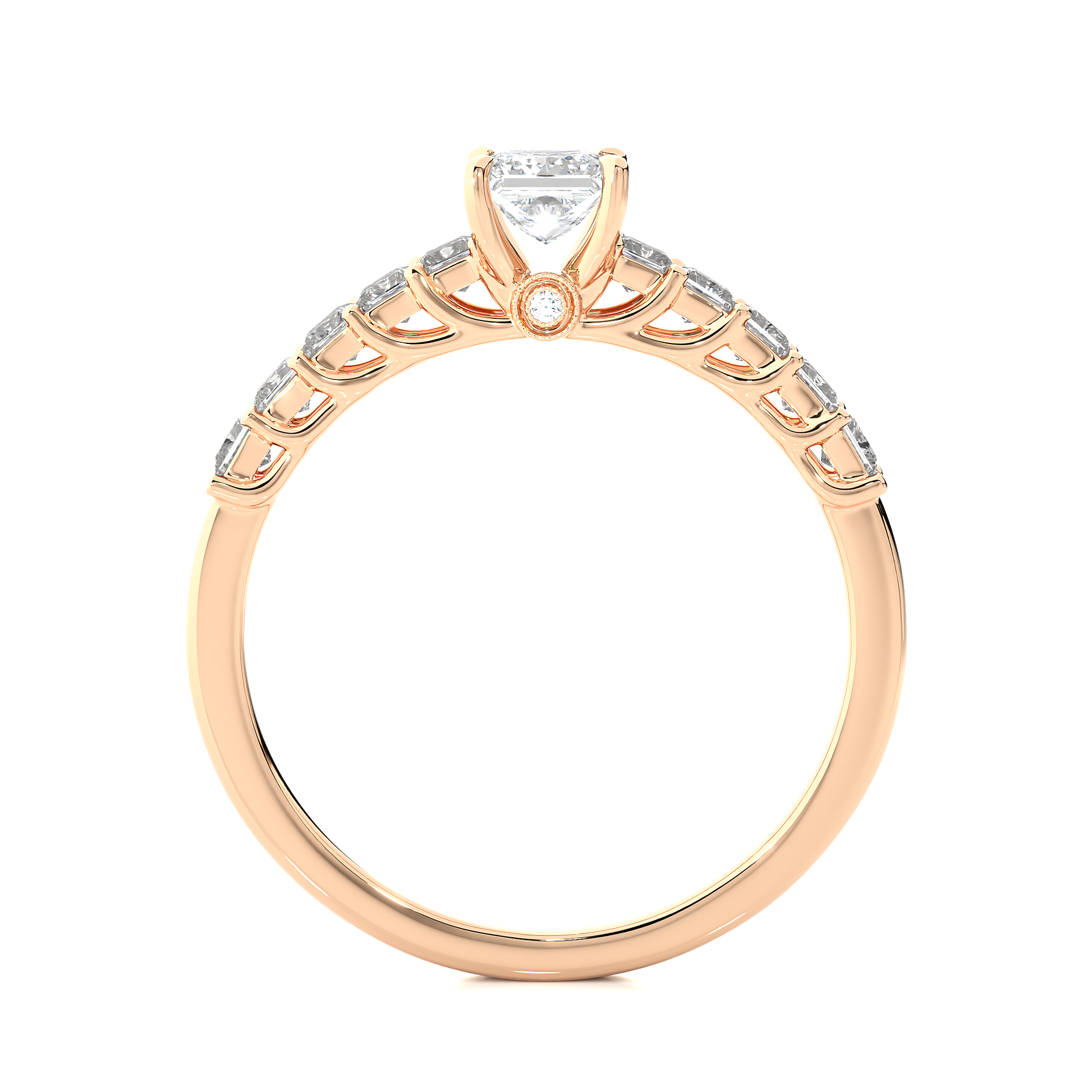 0.40+0.44+0.01 Ct Princess + Princess + Round Diamond Ring