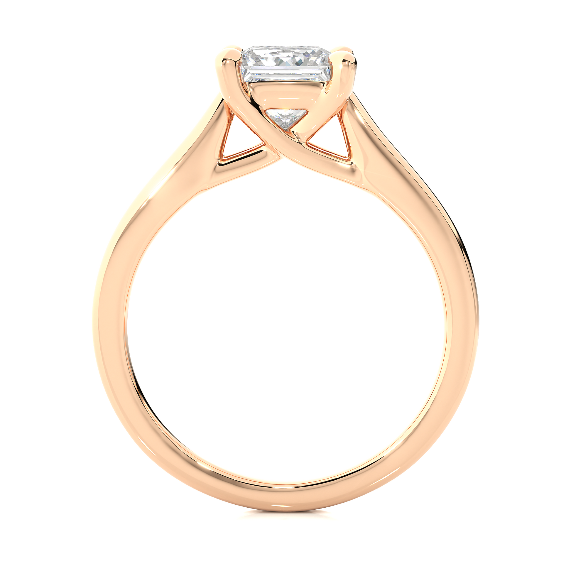 Princess Diamond Ring – Square Diamond Solitaire with Thick Plain Gold Band