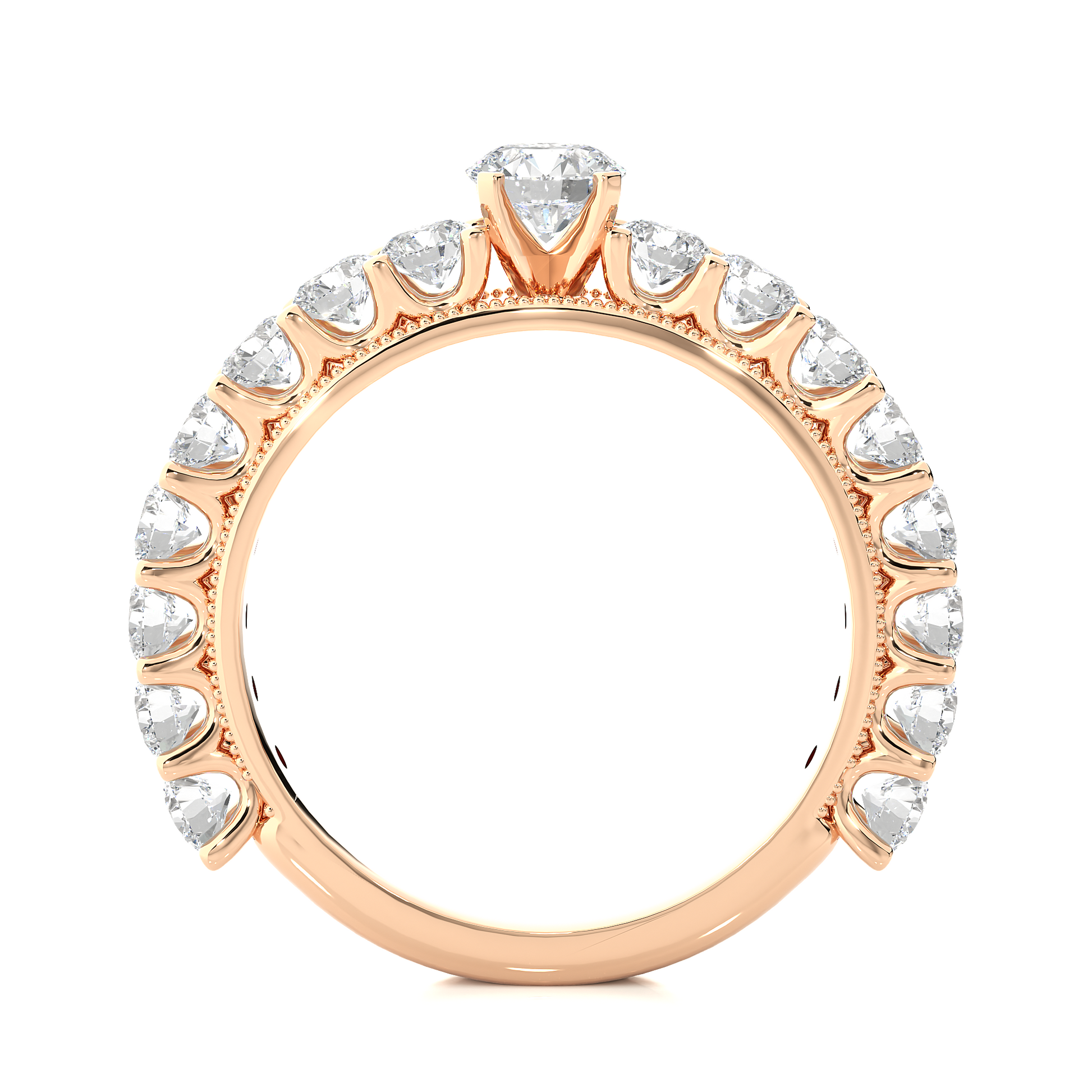 Round Diamond Ring – Solitaire Diamond with Smaller Diamonds
