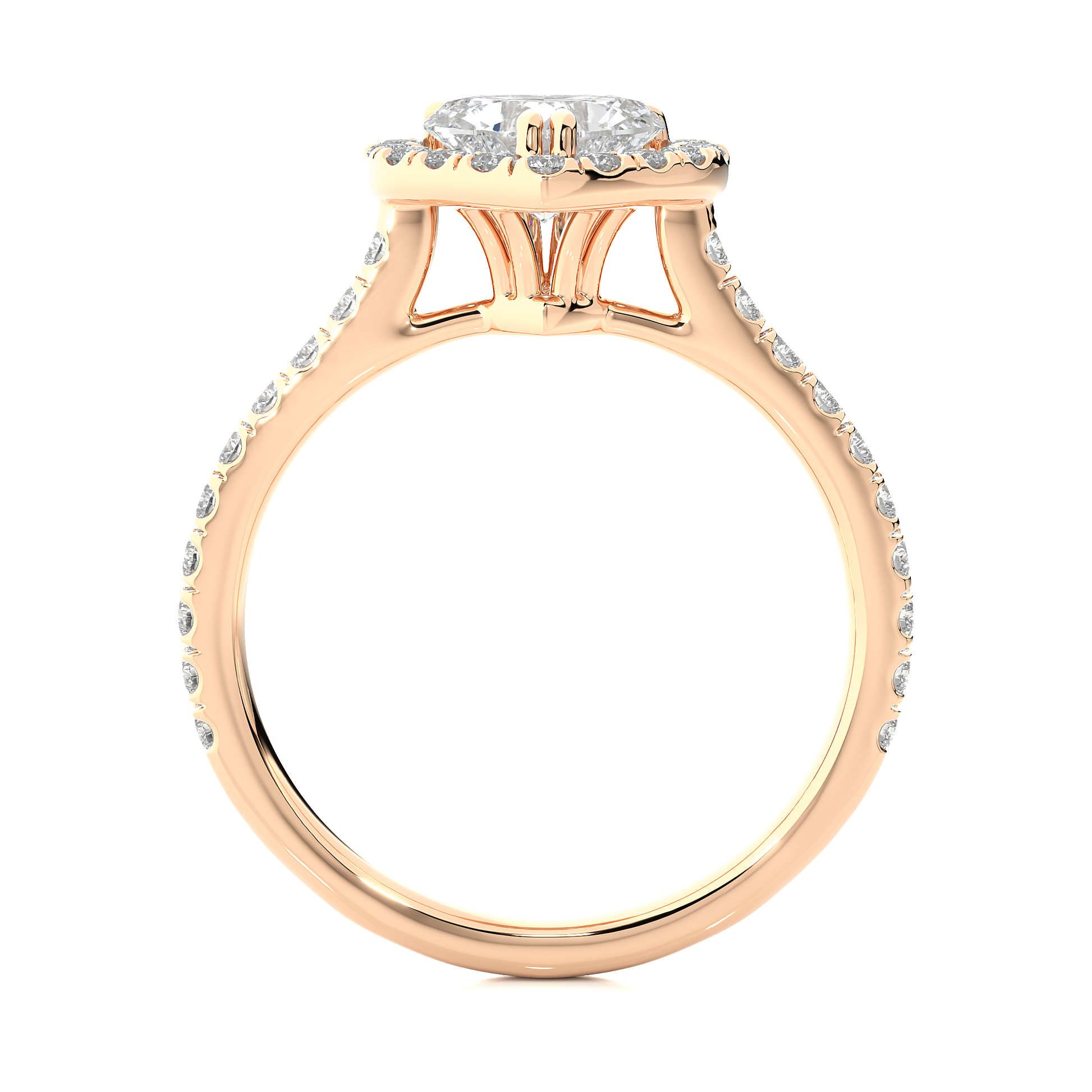 Dazzling Heart Solitaire with Halo Ring - Few left