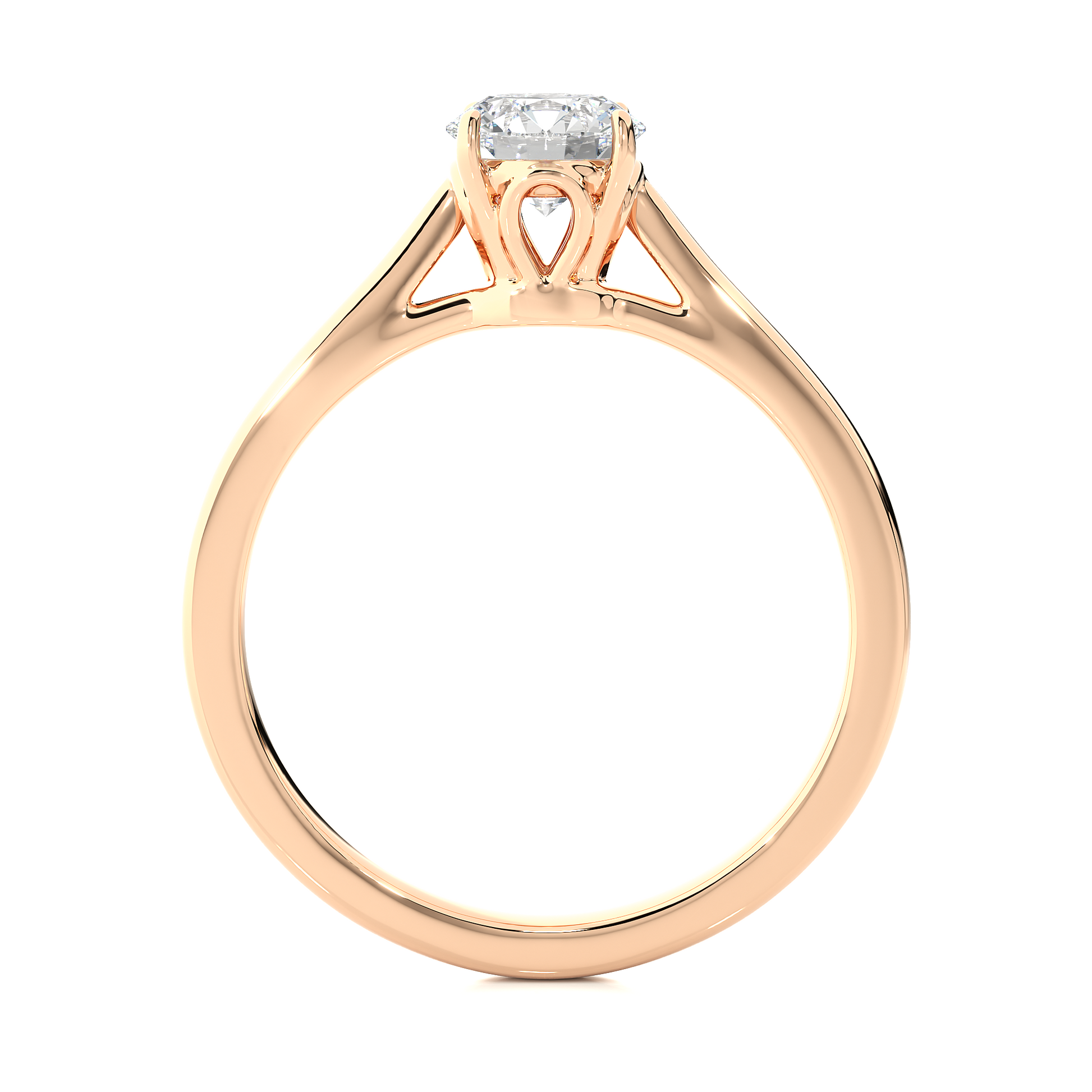 Elegant Round Diamond Ring – Elevated Solitaire Diamond on Plain Band