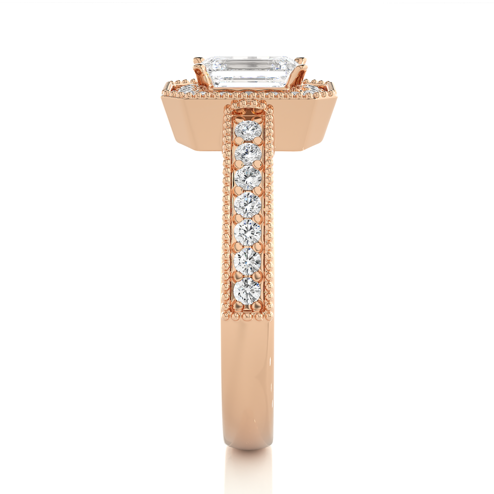 0.30+0.8Ct Round + Emerald Diamond Ring