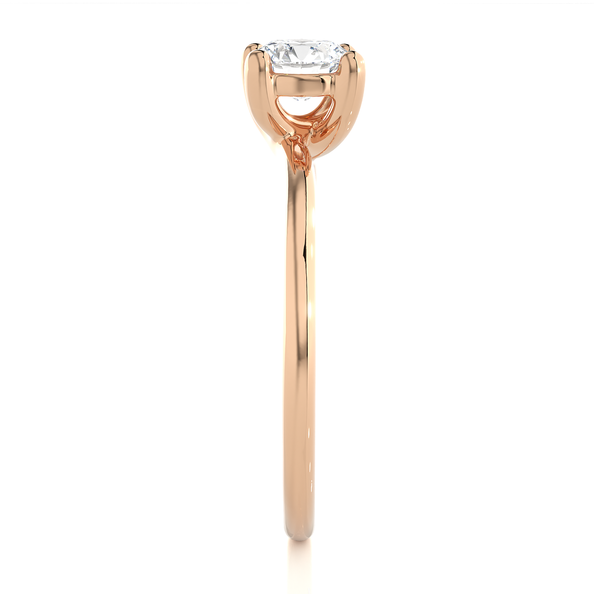 Classic Round Diamond Ring – Plain Band with Solitaire Diamond in the Center