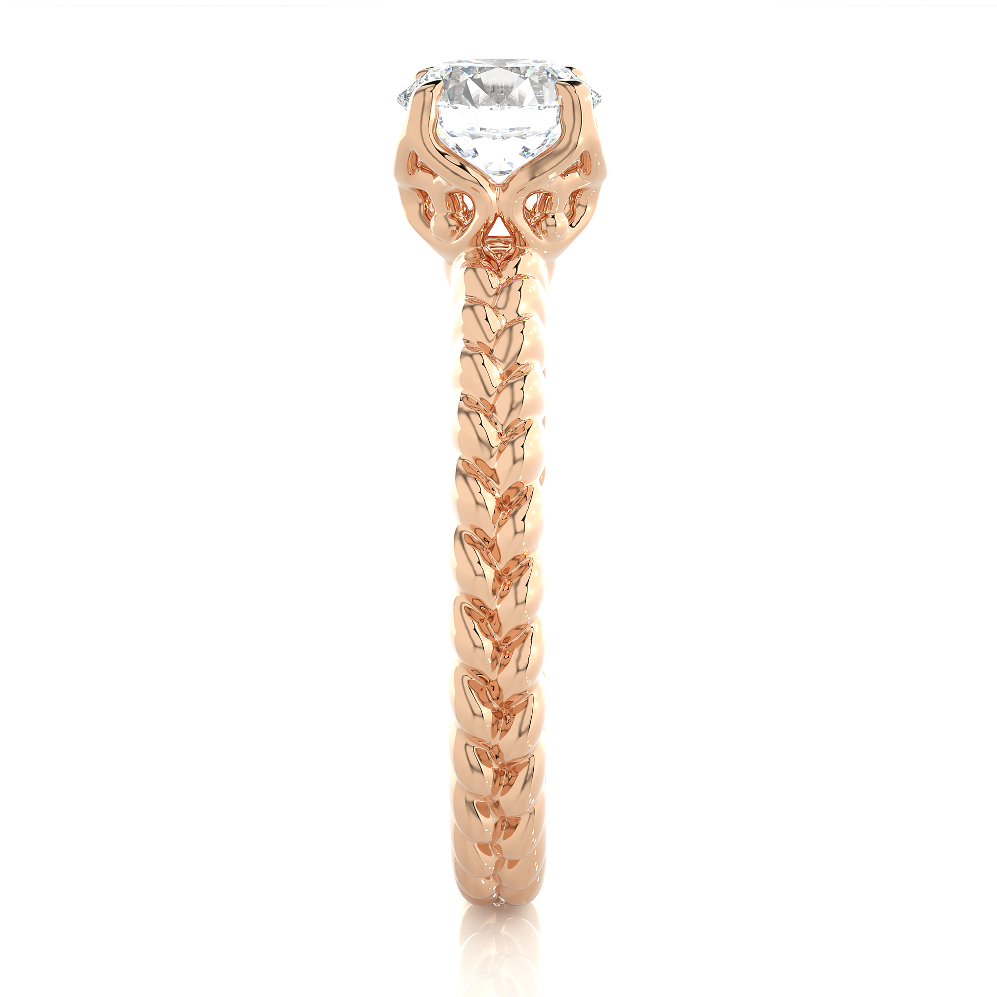 Round Diamond Ring – Solitaire Diamond with Beautiful Design Around the Gold Band