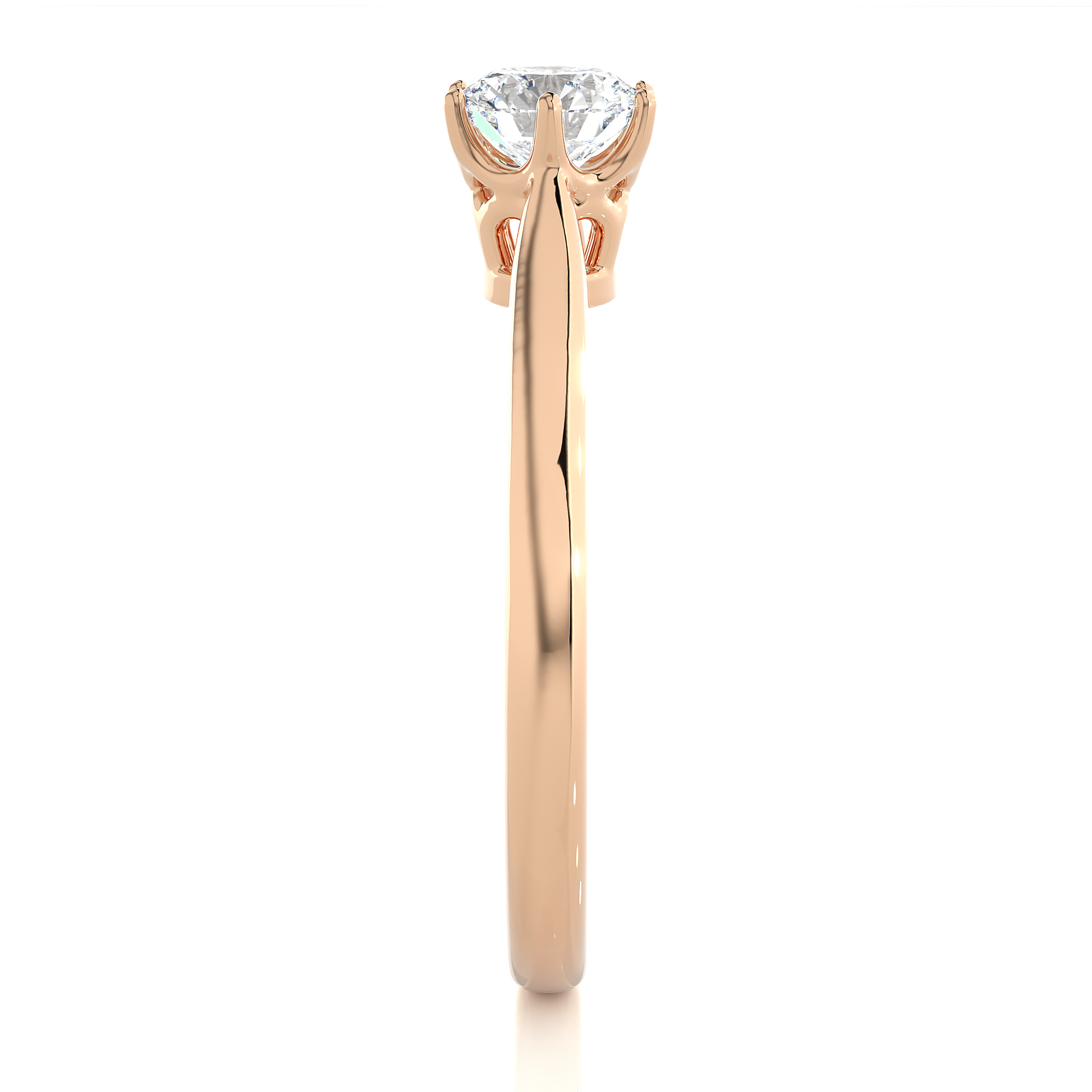 Elegant Round Diamond Ring – Hexagon-Inspired Design with Plain Gold Band