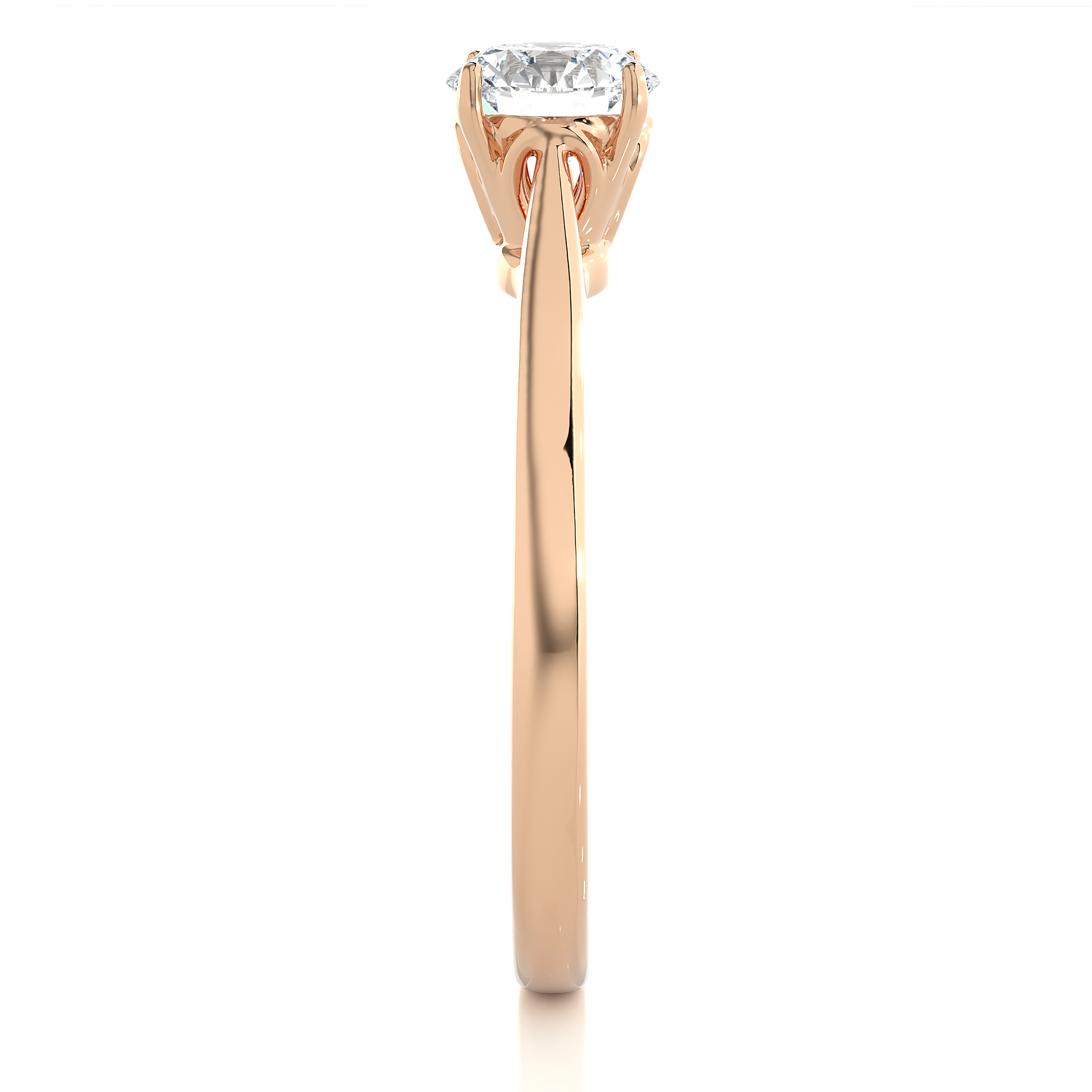 Elegant Round Diamond Ring – Elevated Solitaire Diamond on Plain Band