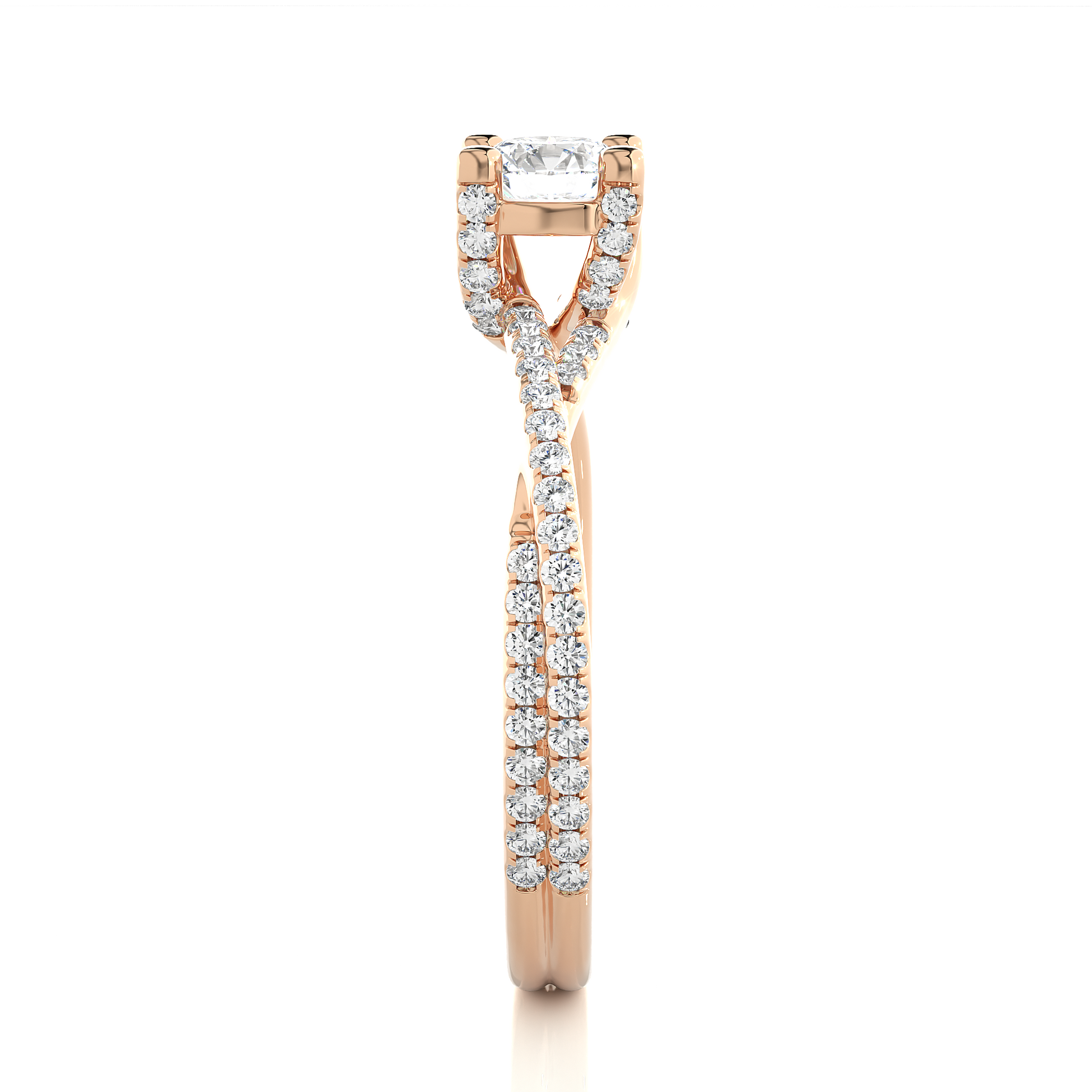 Round Diamond Ring – Solitaire Diamond with Small Diamonds in Stylish, Classy Design