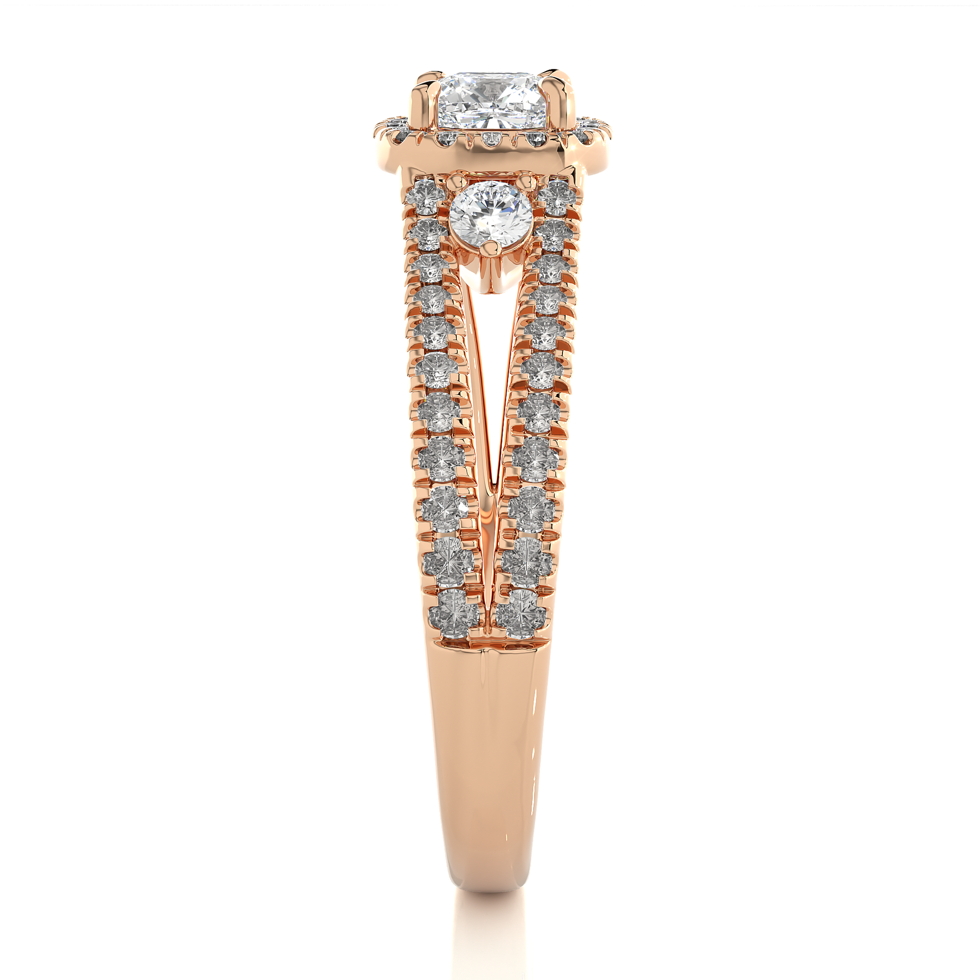 0.5 + 0.49 Ct Cushion + Round Diamond Ring