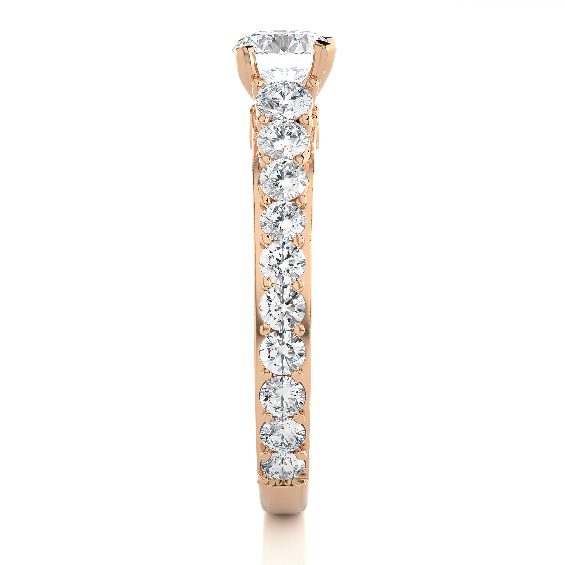Round Diamond Ring – Solitaire Diamond with Small Diamonds Around and Sides of the Thick Ring in Elegant Design